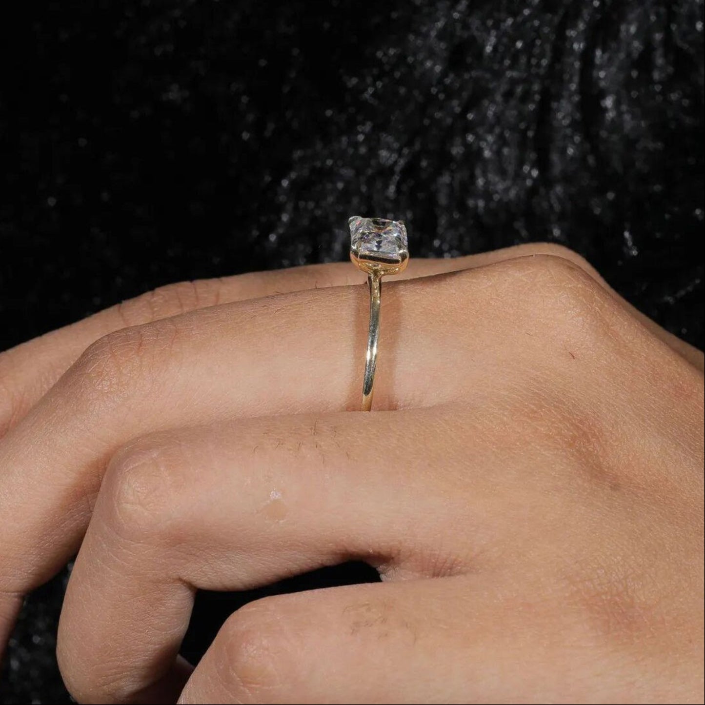 Radiant Cut 4-Prong Moissanite Engagement Ring Gold Band Promise Ring