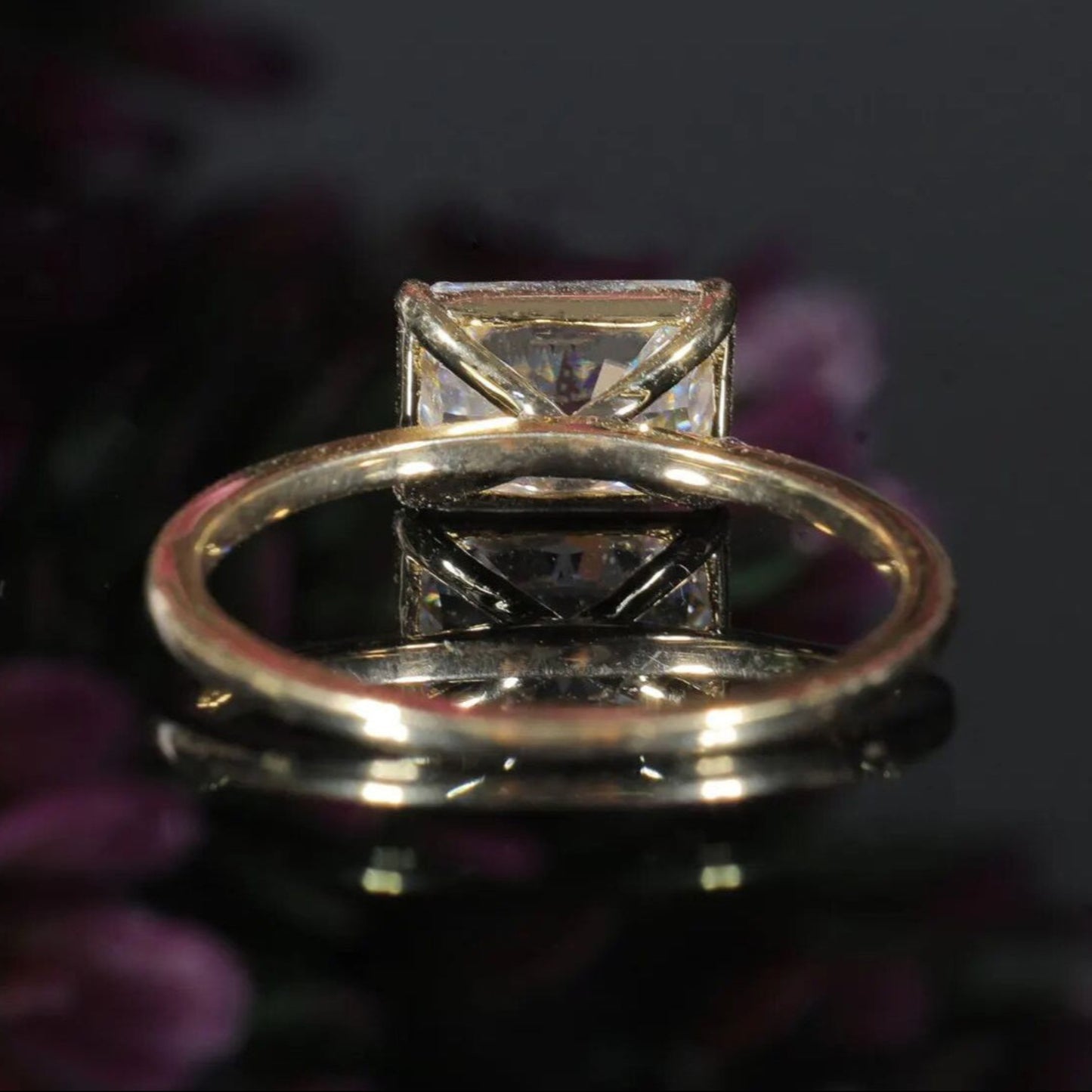 Radiant Cut 4-Prong Moissanite Engagement Ring Gold Band Promise Ring