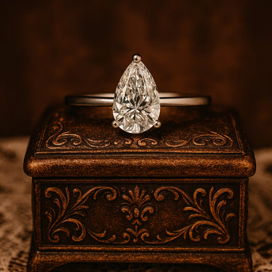 Stunning Pear Shaped Moissanite Ring With Diamond-Like Sparkle, Perfect April Birthstone Gift.