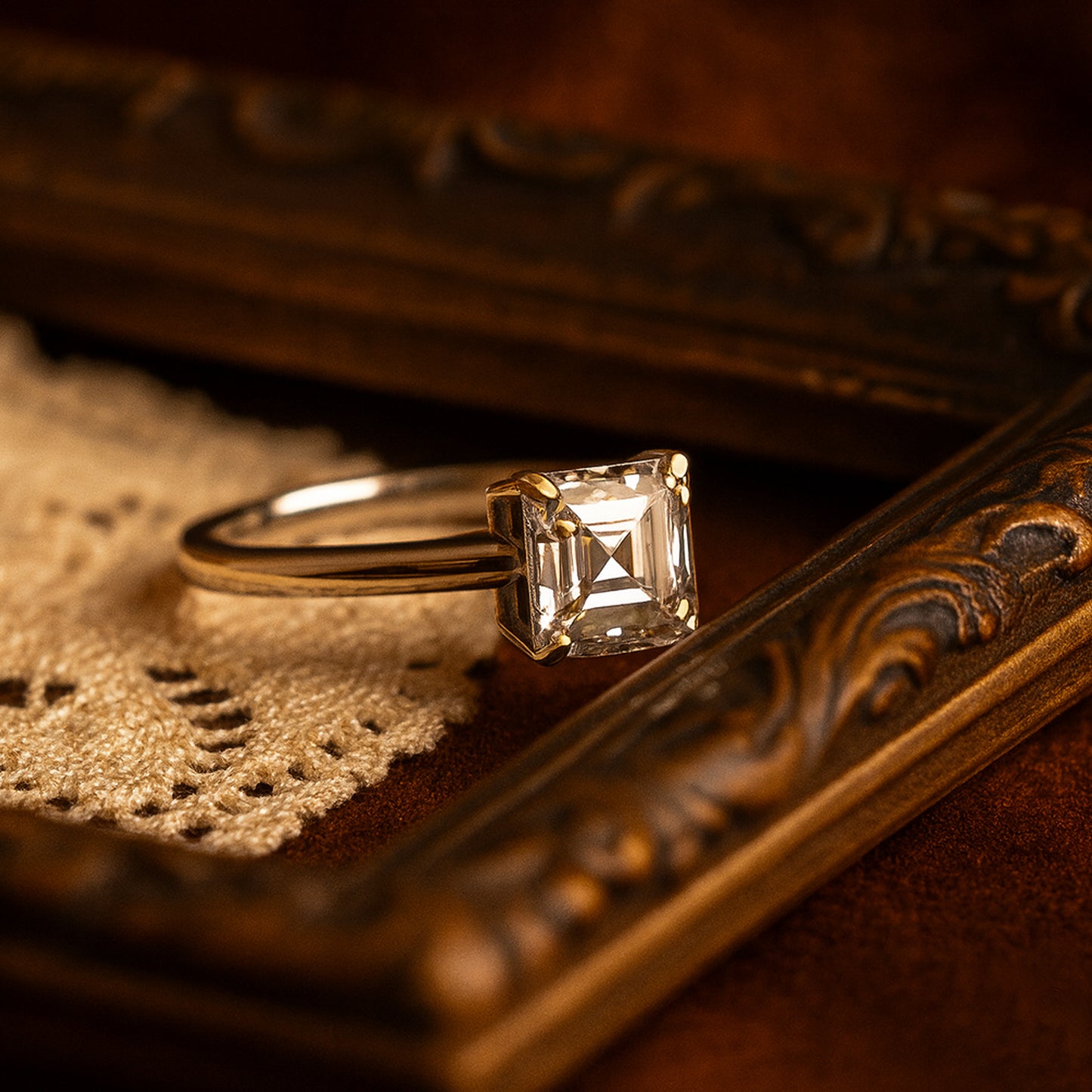Classic Asscher Cut VVS1 Moissanite Diamond Alternative Ring, Perfect For Engagements And Special Occasions.