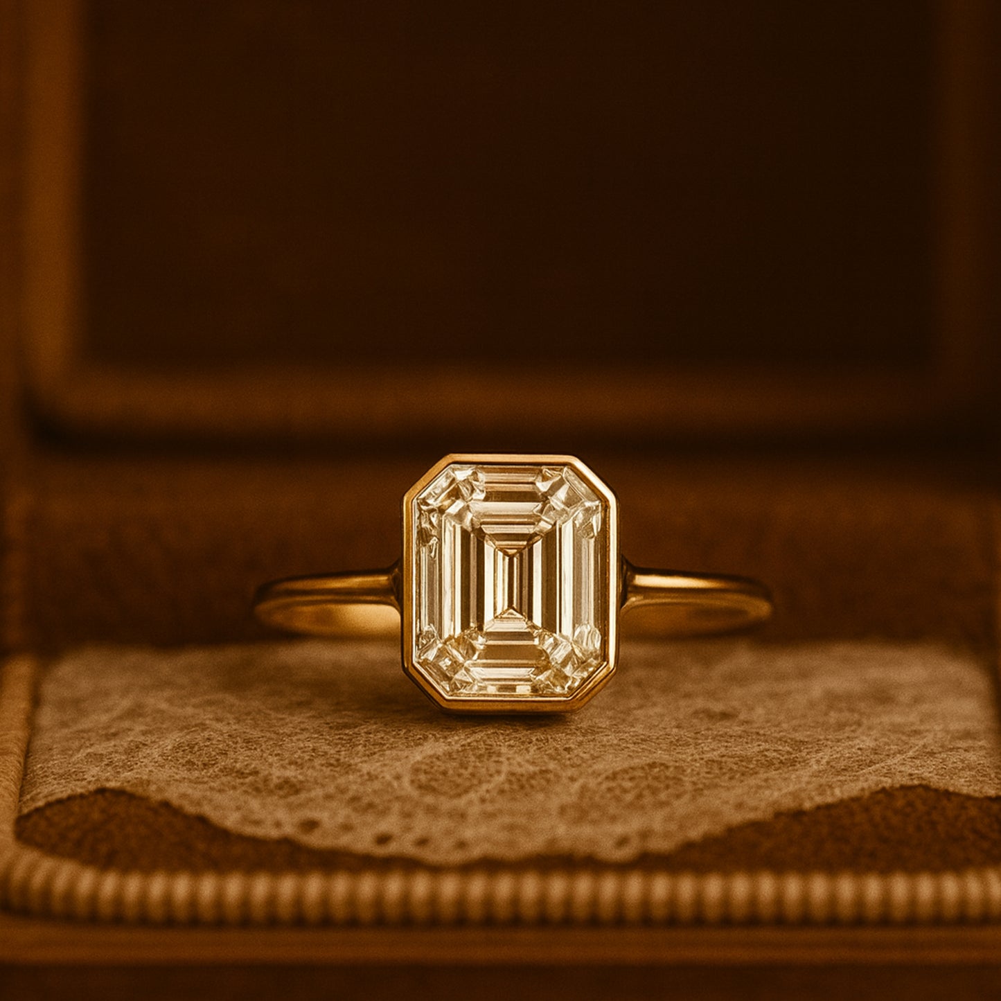 Ring Marriage Asscher Cut Solitaire Moissanite Band Rings In Gold, A Brilliant Diamond Alternative For Engagements.