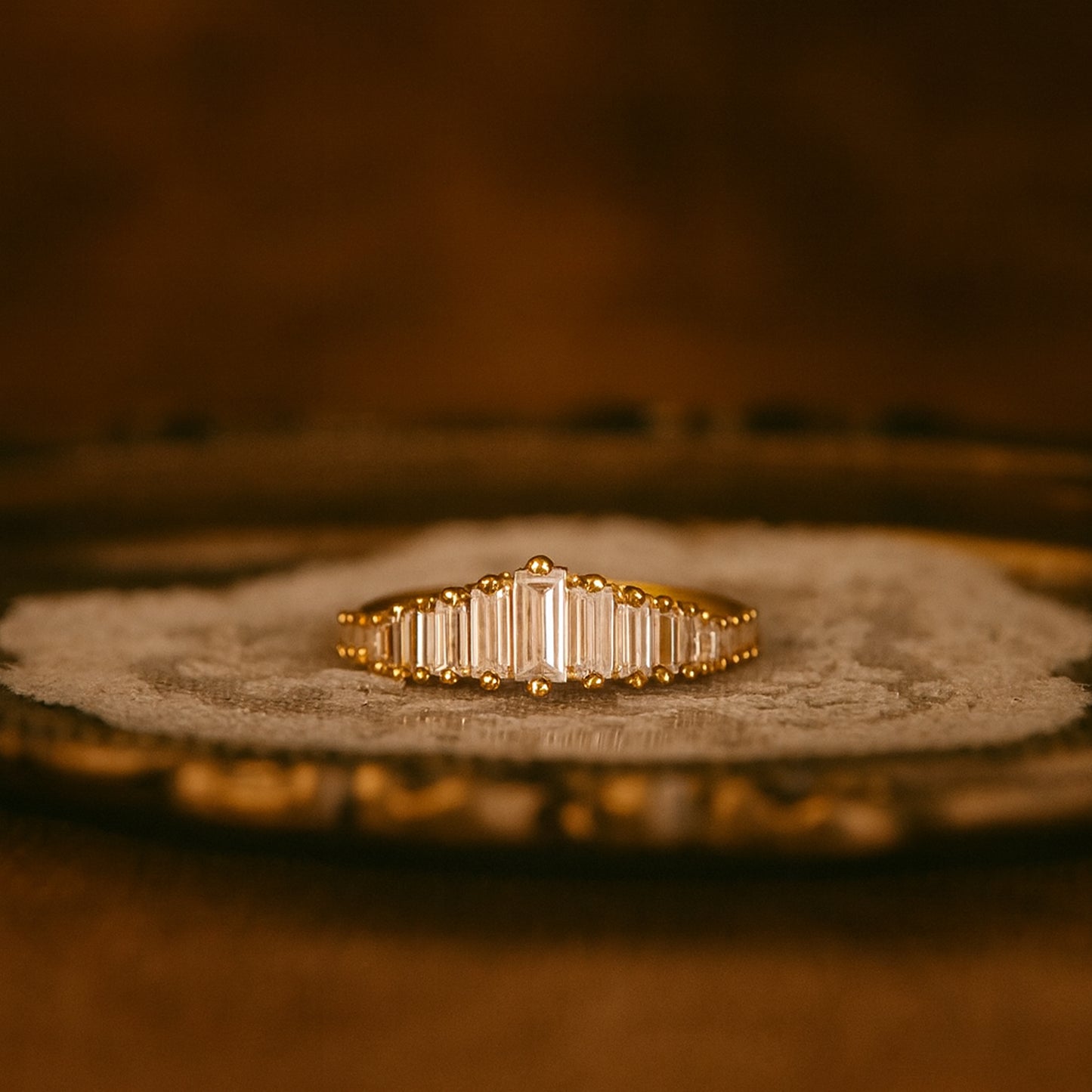 Vintage Chevron Moissanite Yellow Gold Delicate Diamond Stacking Bridal Band Anniversary Ring Gift for Her