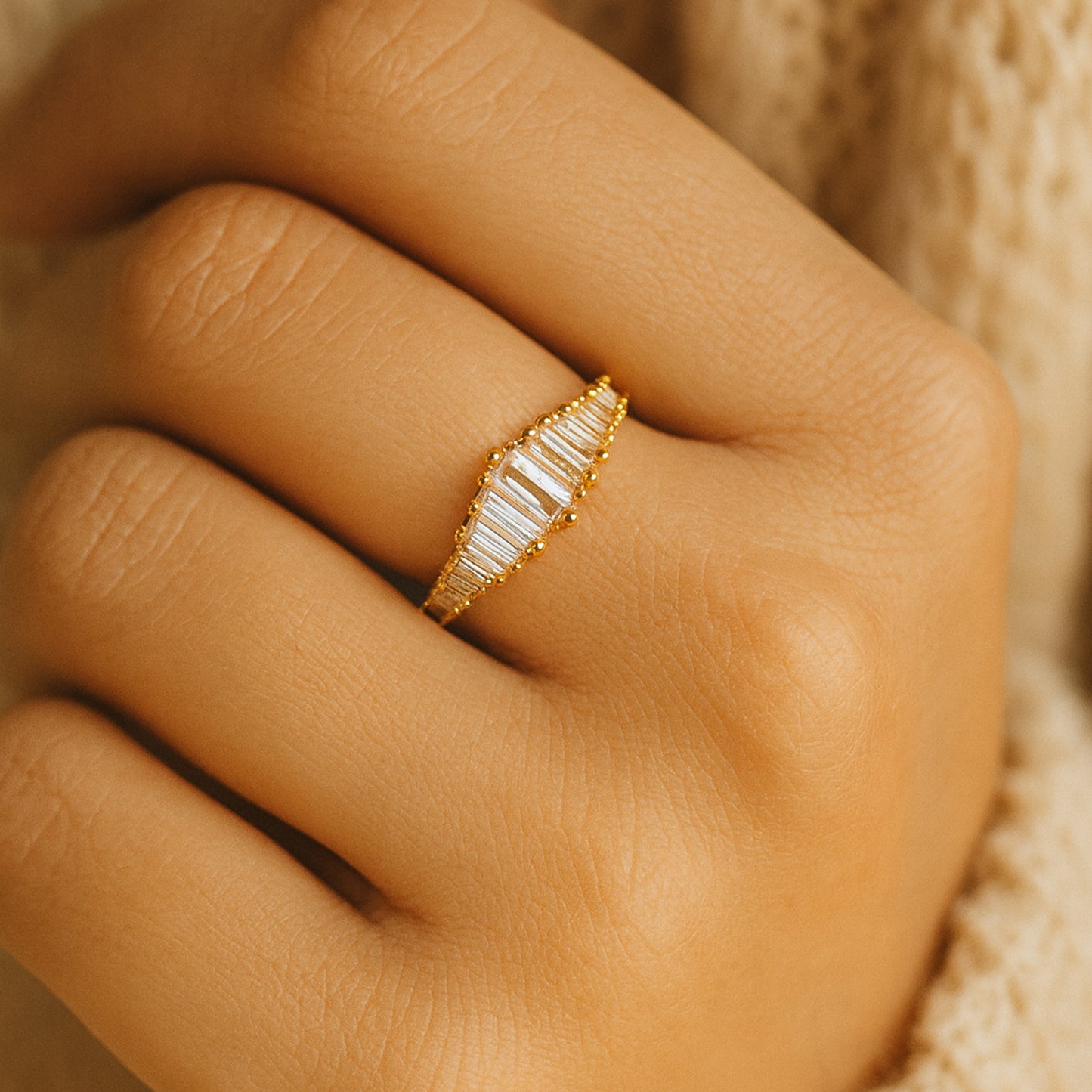 Vintage Chevron Moissanite Yellow Gold Delicate Diamond Stacking Bridal Band Anniversary Ring Gift for Her