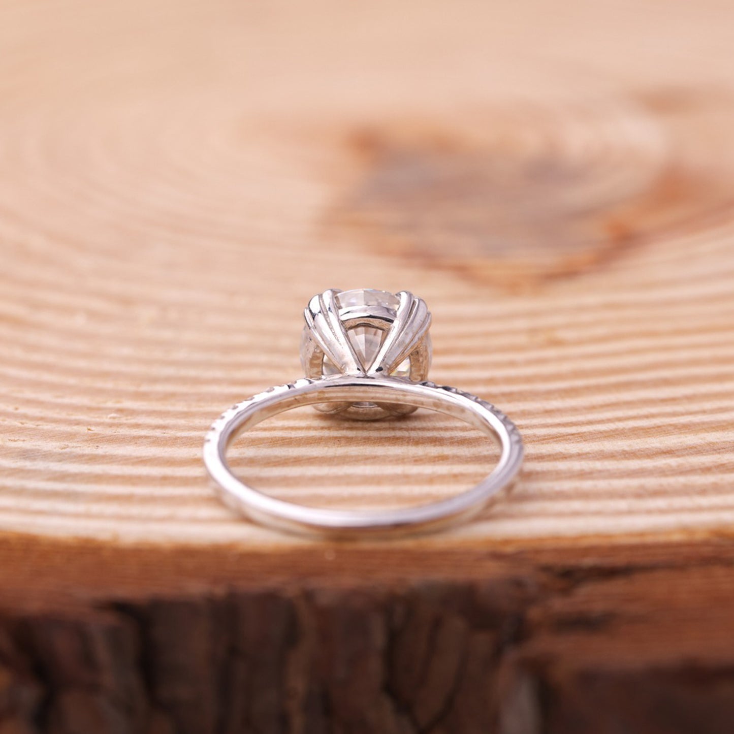 Pavé Band Round Ring, Moissanite Gold Engagement Fine Jewelry With Style