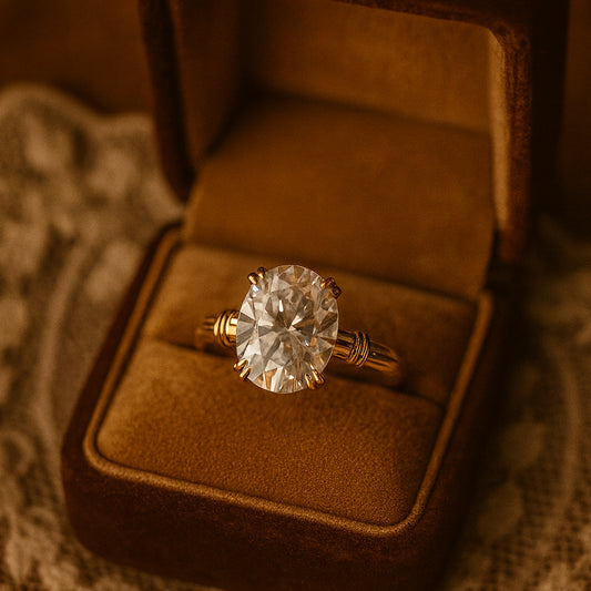 Stunning Solitaire Oval Moissanite Ring In Gold Band, Diamond-Inspired Sparkle, Perfect Engagement Or Anniversary Gift For Her