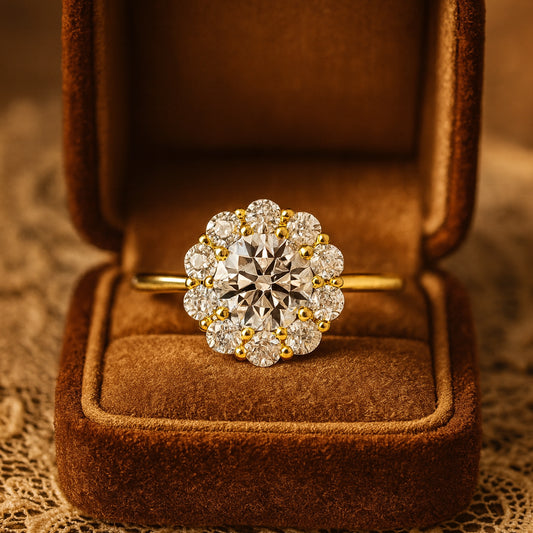 Promise Rings Floral Halo Engagement Ring Moissanite Bridal Jewelry Gift Love Proposal Wedding Gemstone