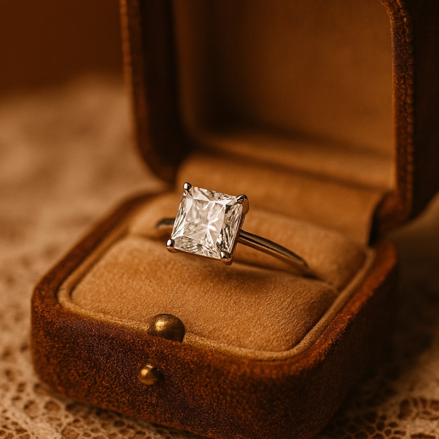 Beautiful Moissanite Engagement Ring For Women With Cushion Cut Design And Classic Diamond Look