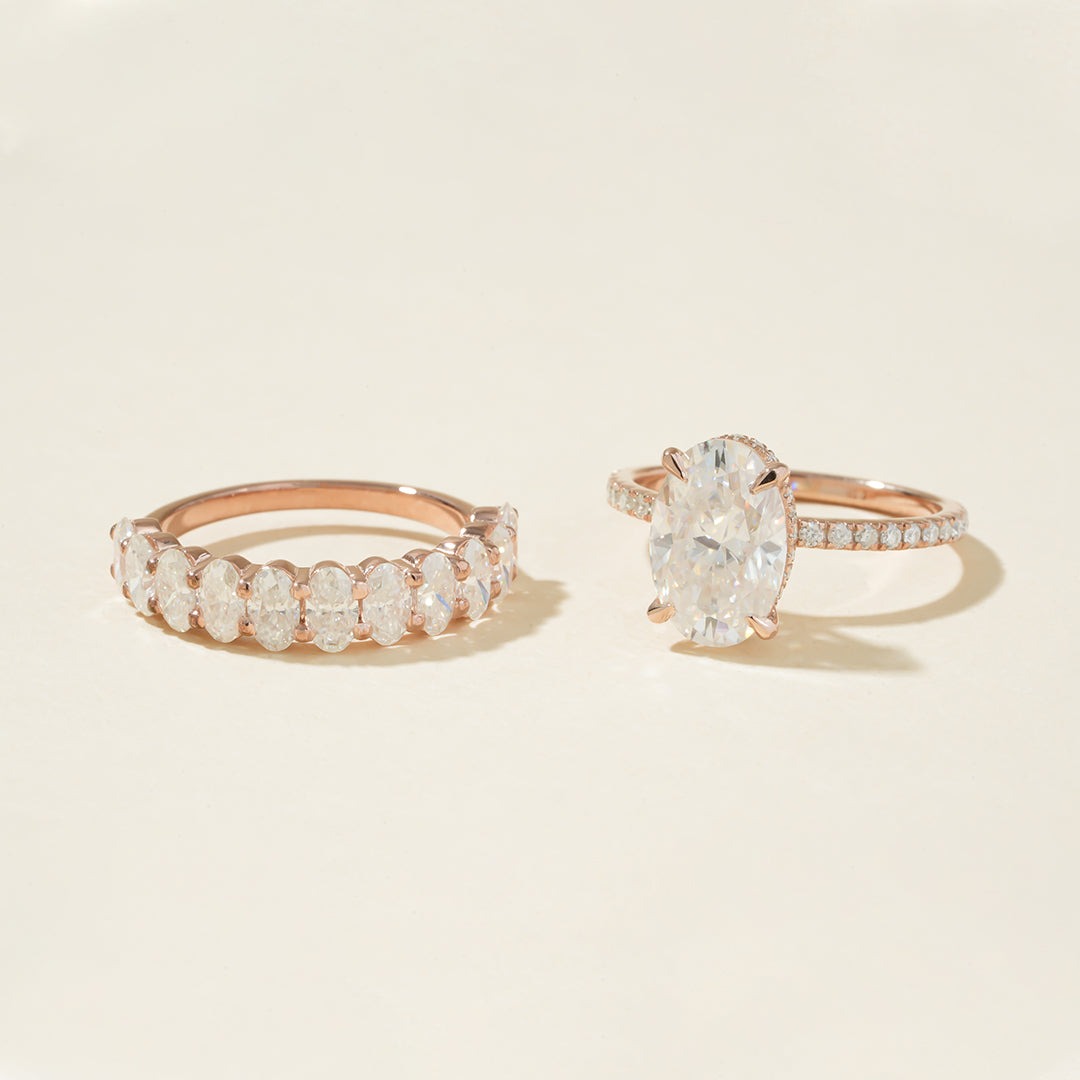 oval diamond ring set, wedding jewelry, Diiro bridal rings, oval cut diamond ring, eternity bridal set, elegant wedding ring