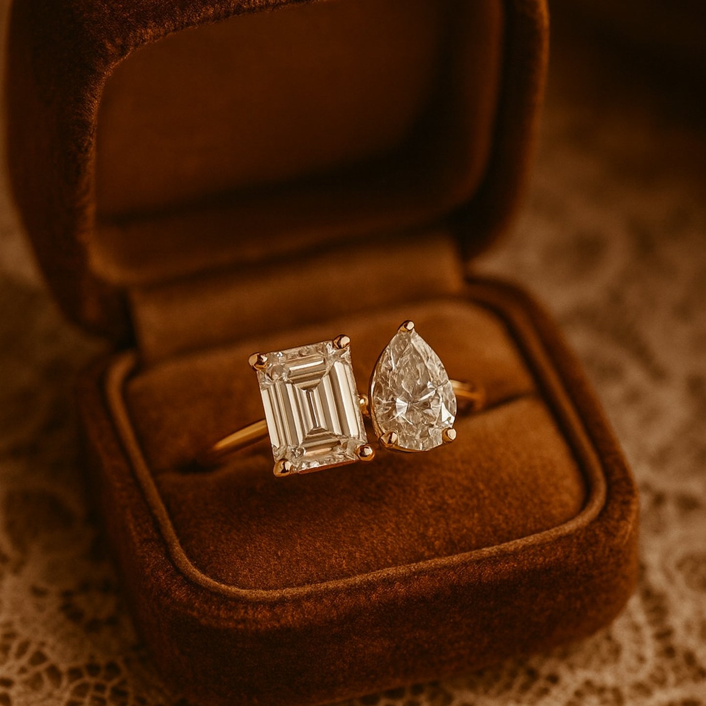 Toi Et Moi Lab Grown Diamond Engagement Ring Proposal Ring For Her Girlfriend Wife Birthday Gift