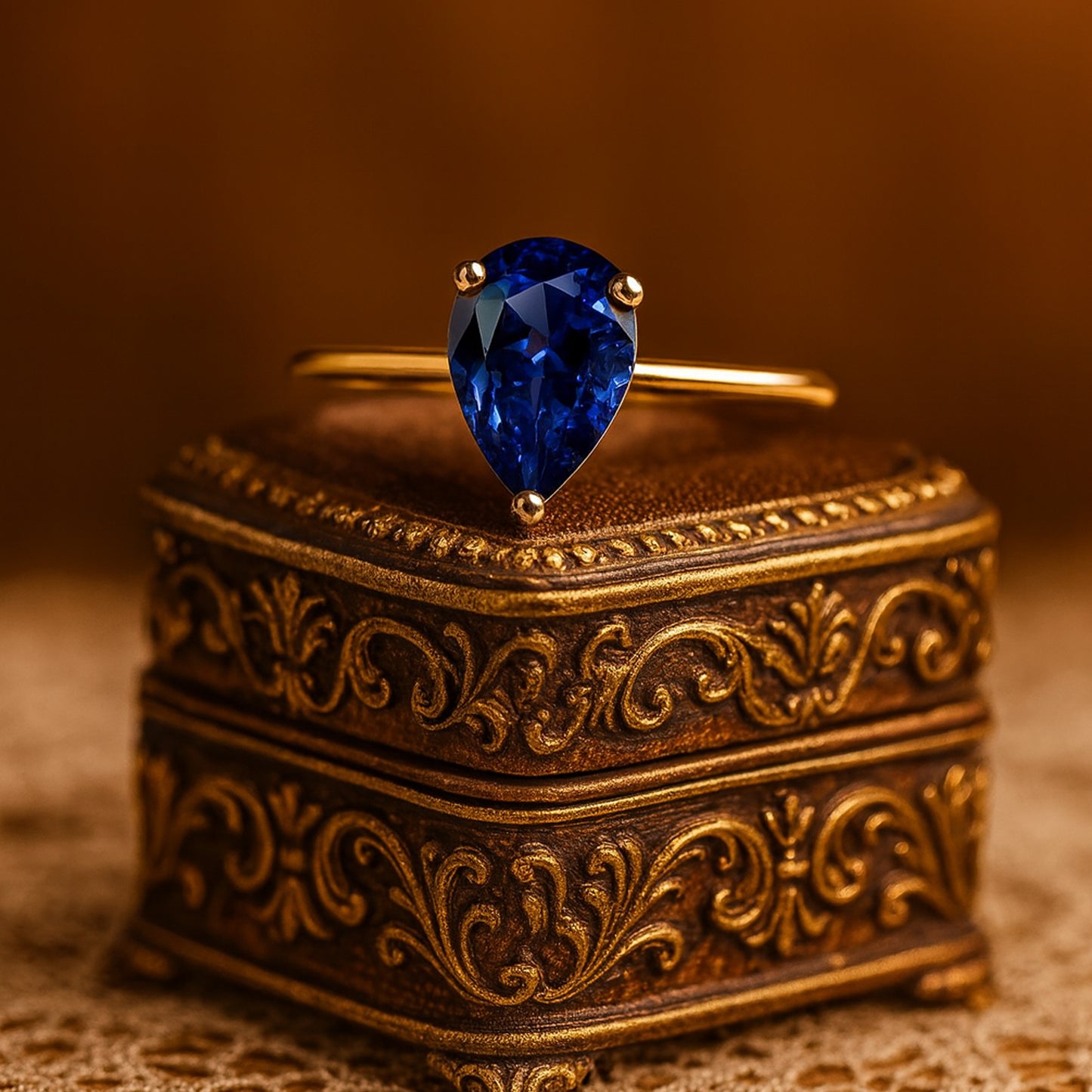 Solitaire Pear-Shaped Diamond Aquamarine Ring Wedding Bands