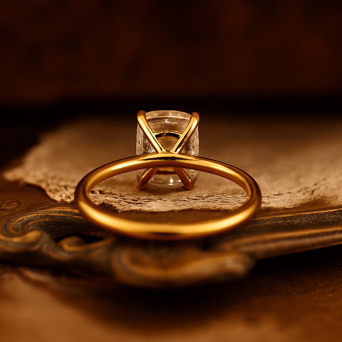Cushion Cut Solitaire Moissanite Ring For Women In 10K Yellow Gold Promise Band Diamond Alternative Jewelry