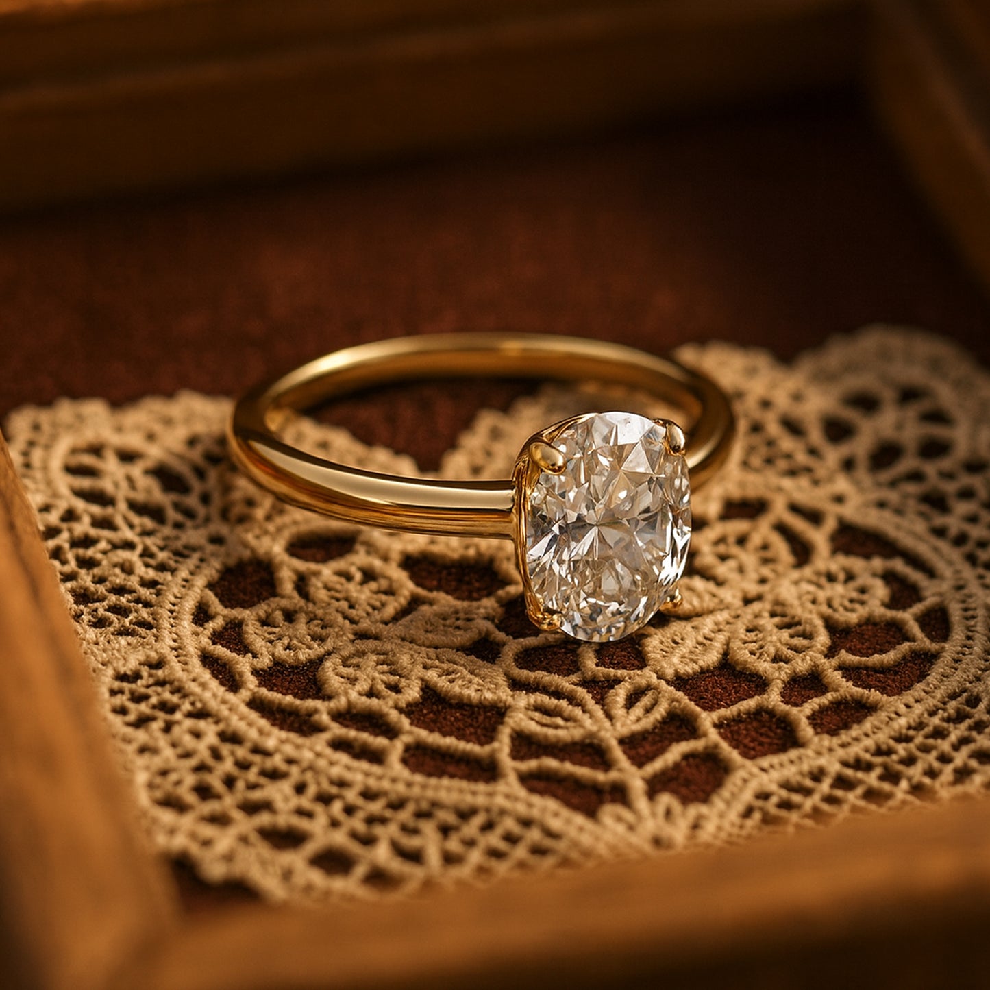 Gold Solitaire Oval Cut Moissanite Ring Radiating Diamond-Like Fire And Clarity, A Romantic Promise Ring Choice