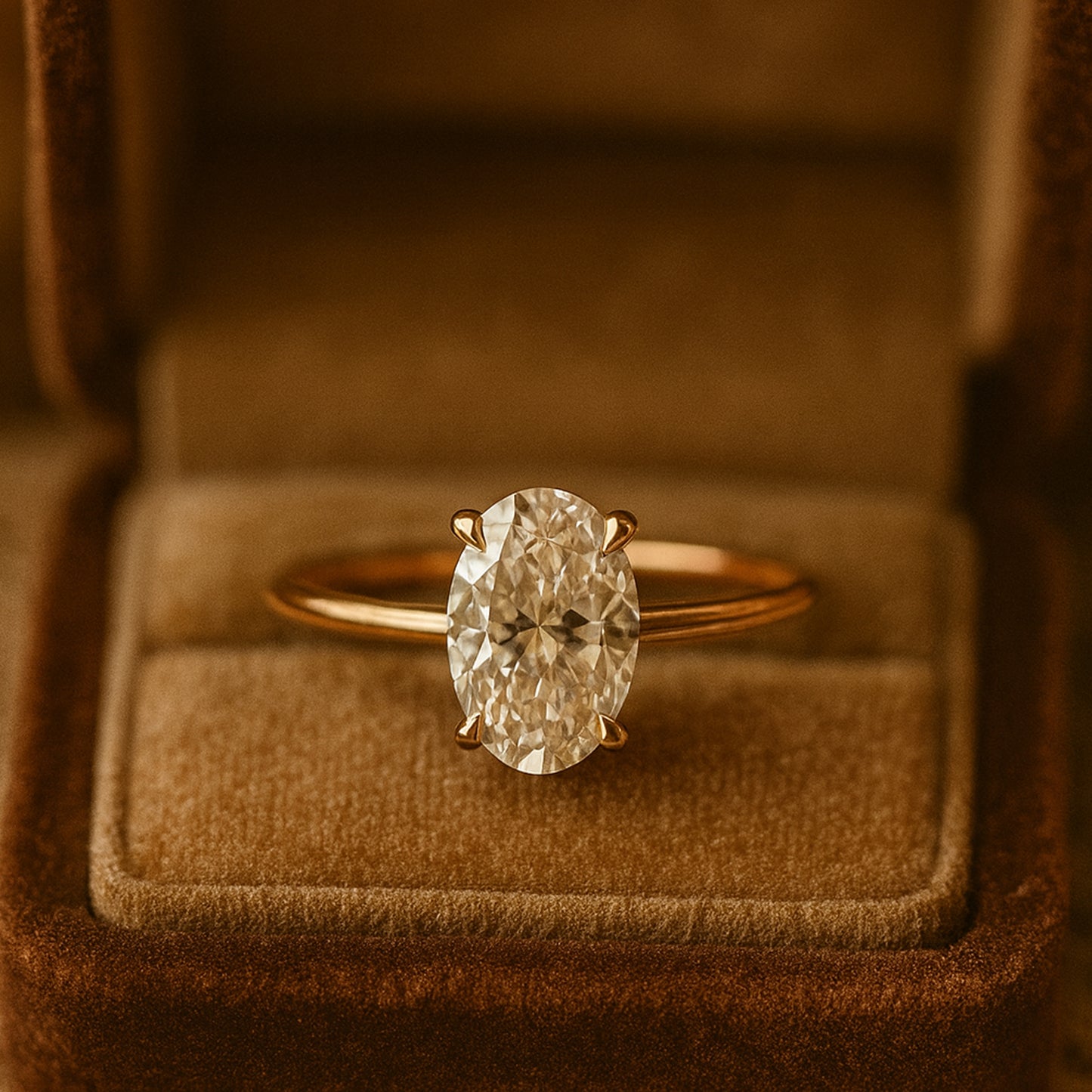Oval Cut Moissanite Solitaire Ring For Brides Crafted In Gold With Exceptional Diamond-Like Shine And Luxury Feel