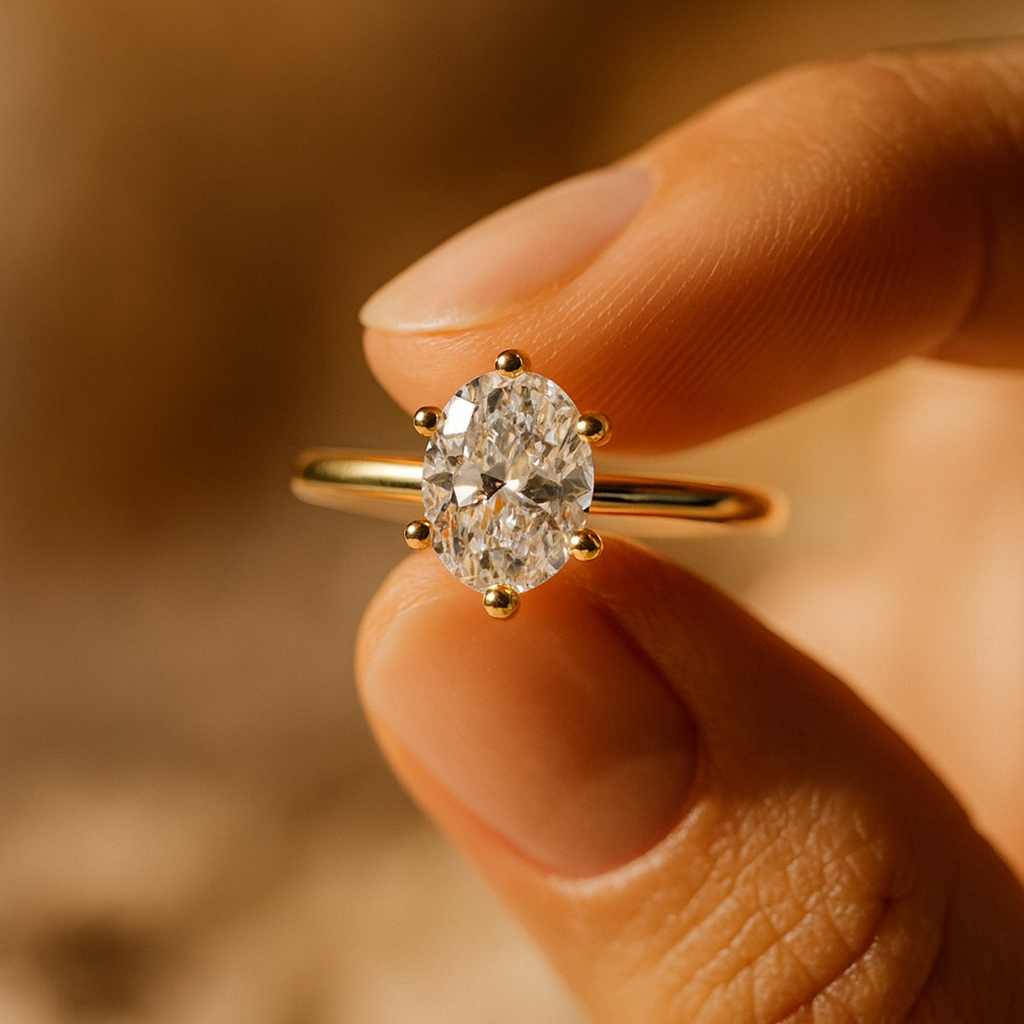Vintage-Inspired 10K Rose Gold Oval Moissanite Ring Featuring Exceptional Diamond-Like Radiance.