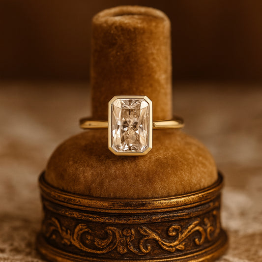 Solitaire Radiant Cut Bezel Ring Engagement Wedding Band Jewelry Gift Anniversary Bridal Love Proposal