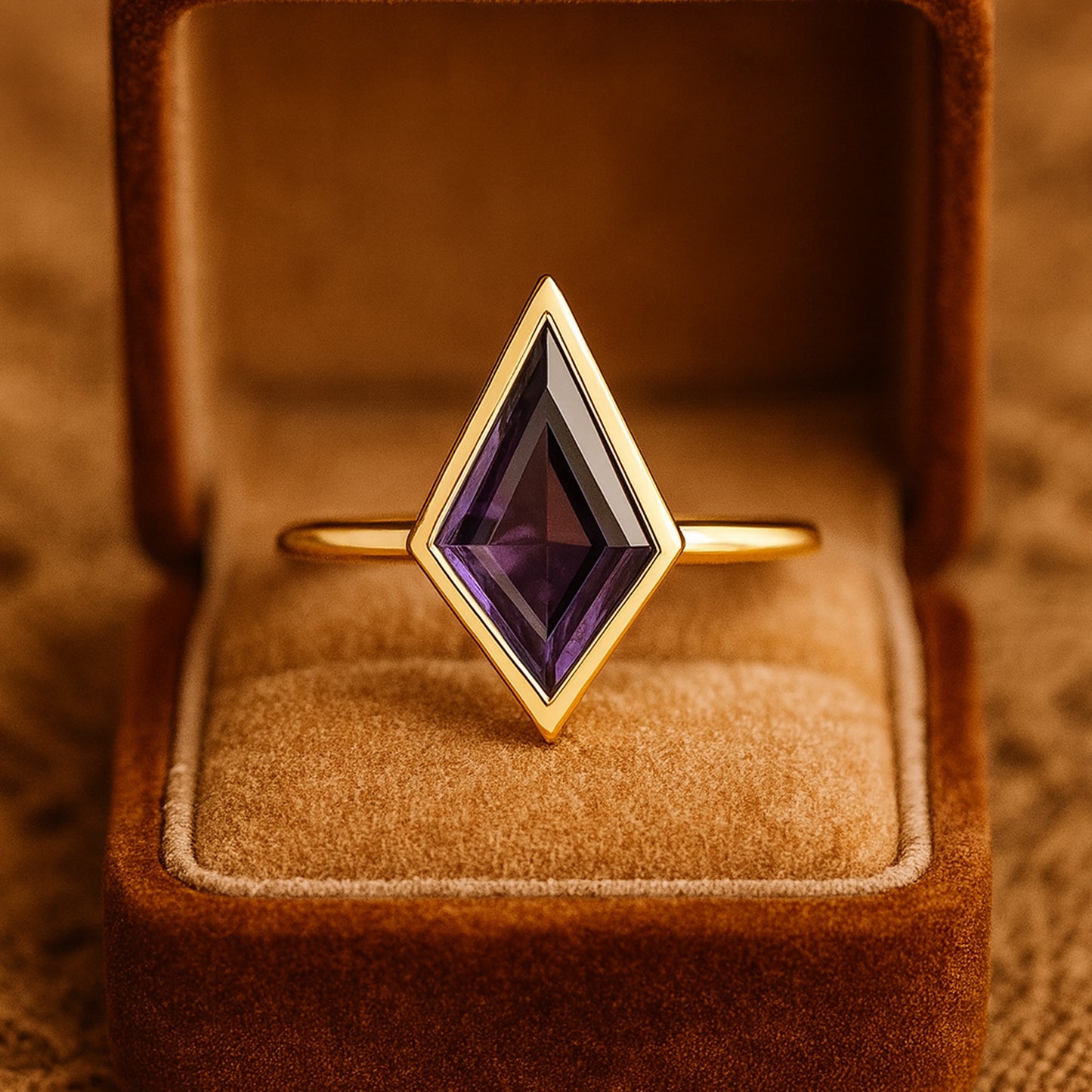 Lab Grown Diamond Kite Cut Amethyst Ring Dainty Sterling Silver Handmade Ring