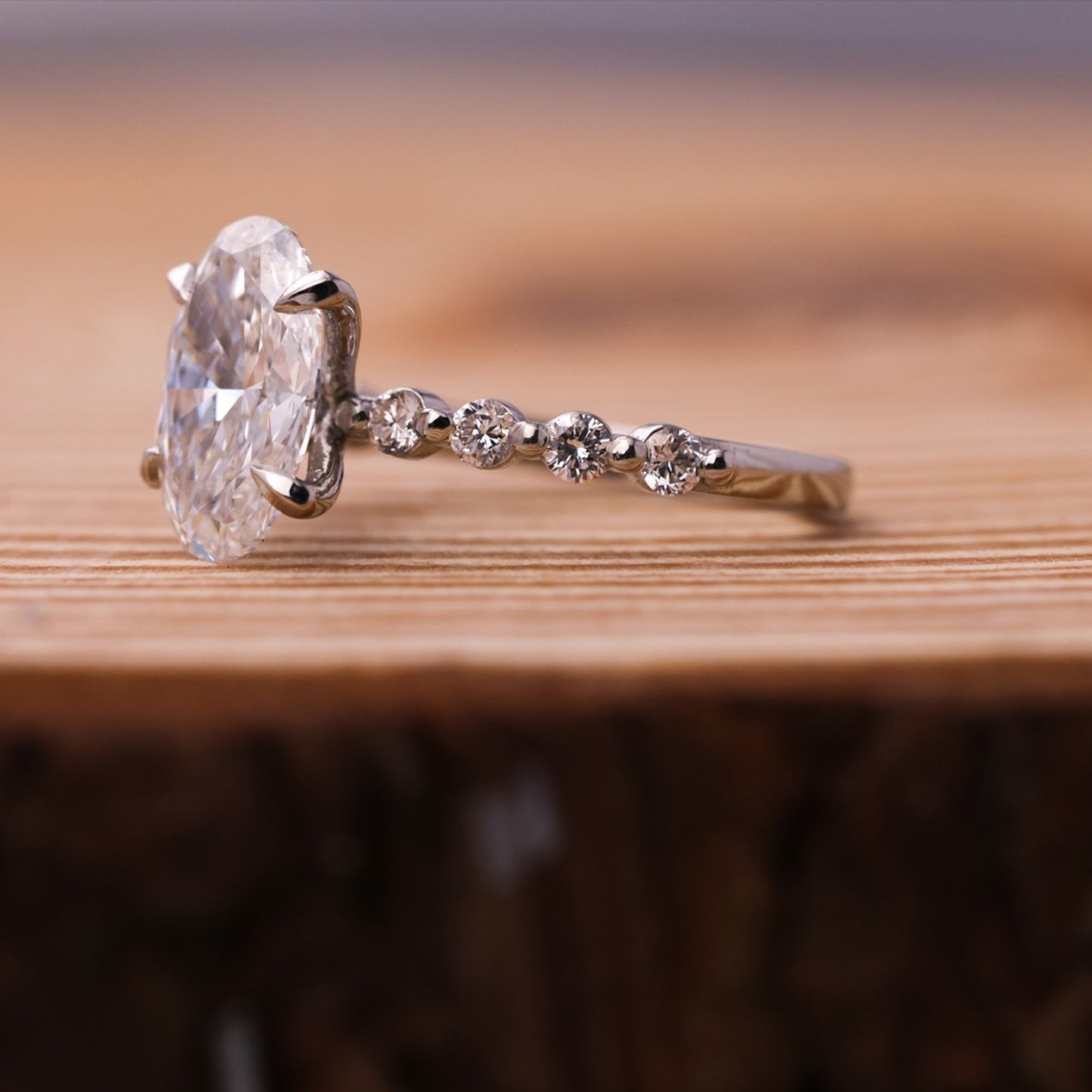 Oval Moissanite Solitaire Ring, Engagement Fine Jewelry With Glamour