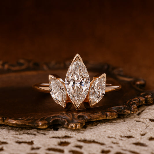 Wedding Bands for Women Three Stone Marquise Diamonds Engagement Rings