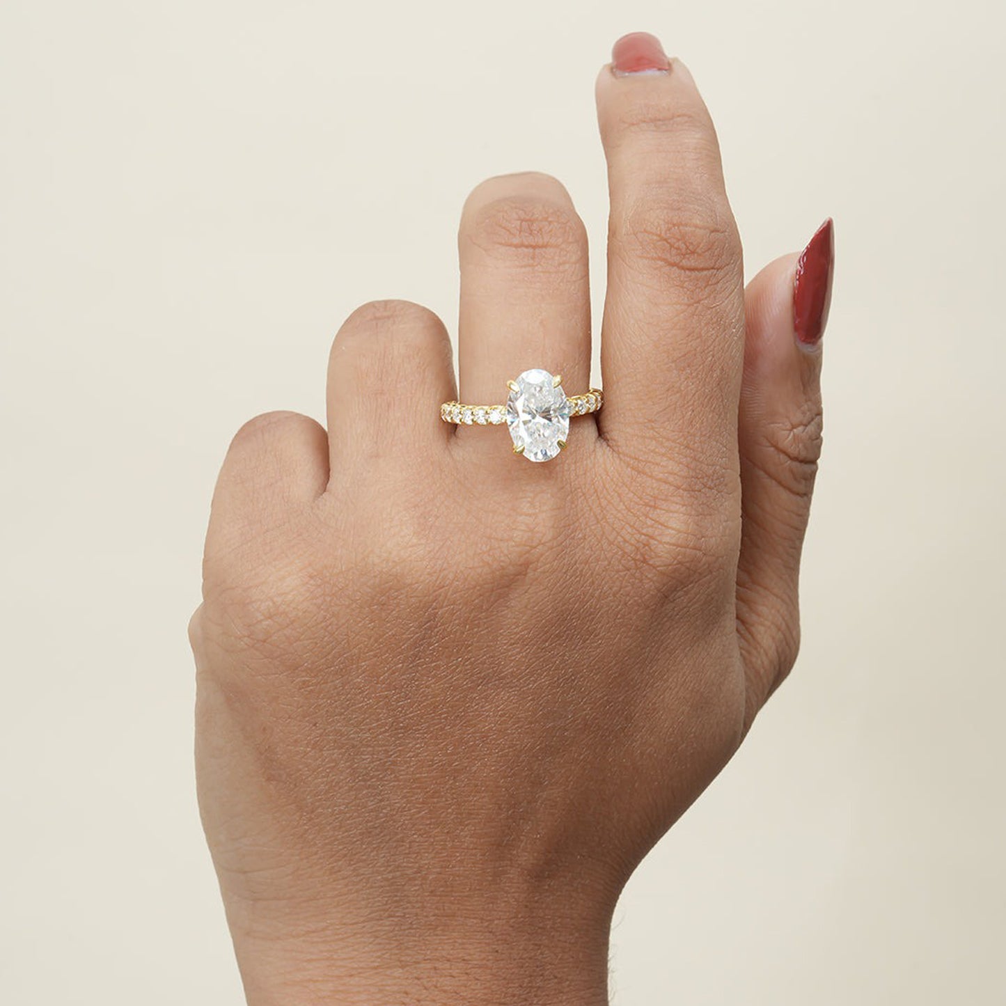 Oval Cut Moissanite Ring, 1ct Halo Yellow Gold Engagement Fine Jewelry With Sparkle
