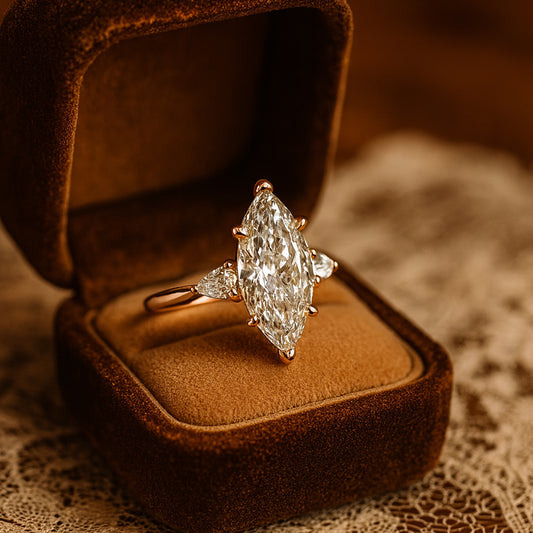 Marquise Cut April Birthstone Moissanite Ring, Women's Wedding Jewelry With VVS1 Clarity And Brilliant Fire