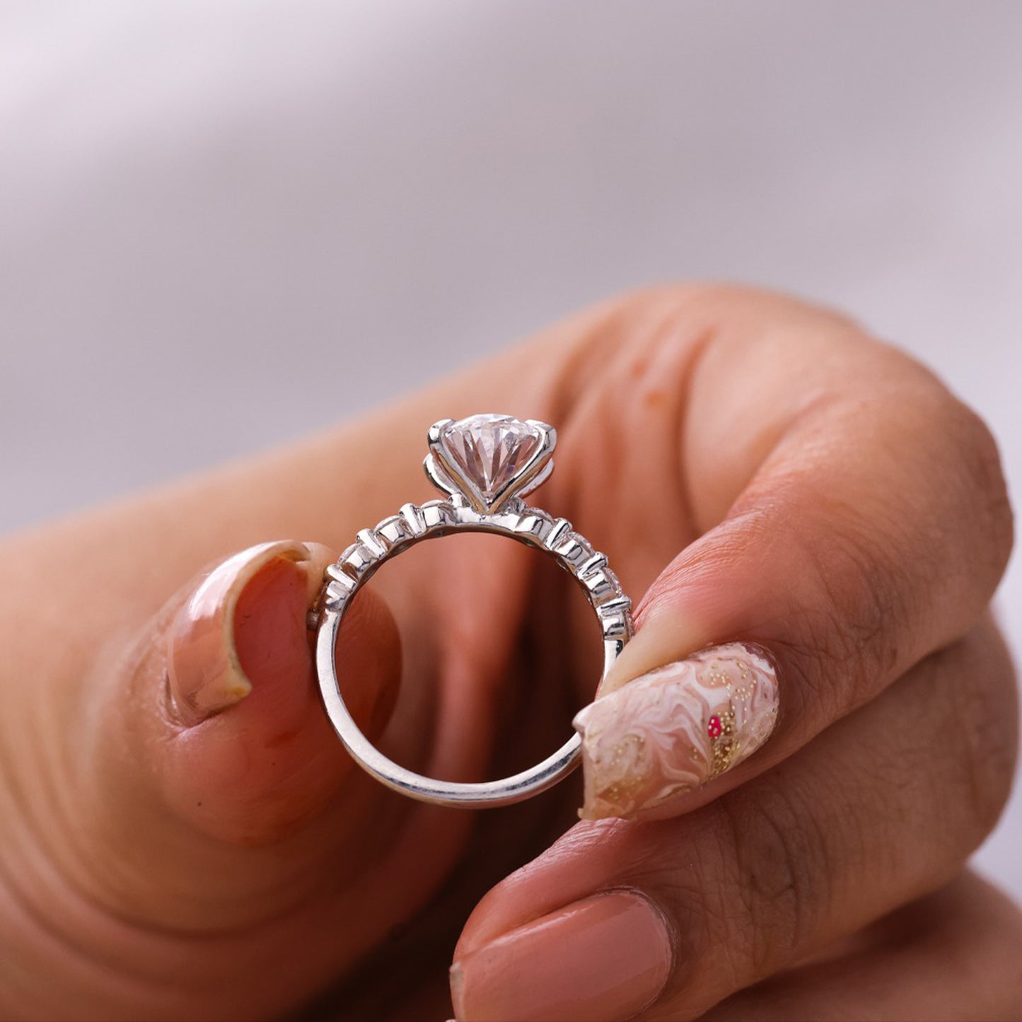 Moissanite Oval Engagement Ring, Solitaire Fine Jewelry With Brilliance