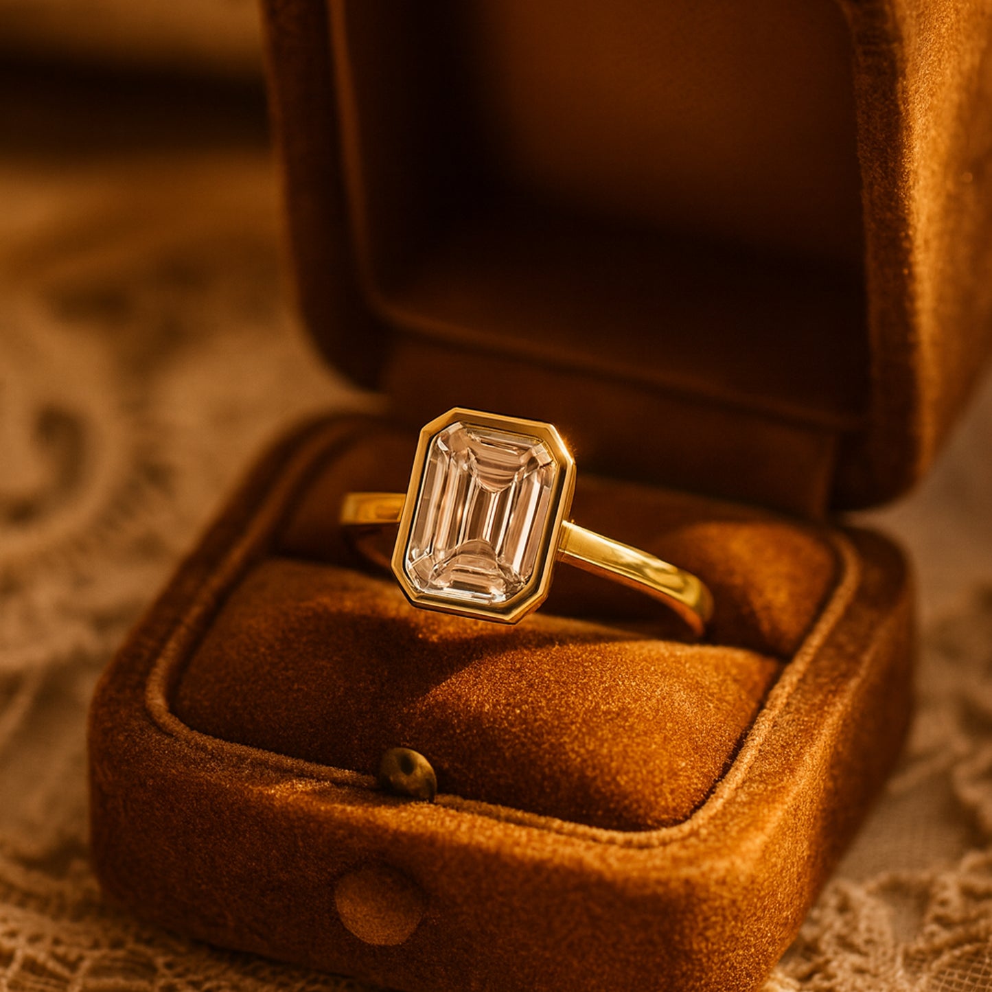 March Birthstone Emerald Cut Moissanite Ring For Women, Elegant Design With The Beauty And Sparkle Of A Classic Diamond Ring.