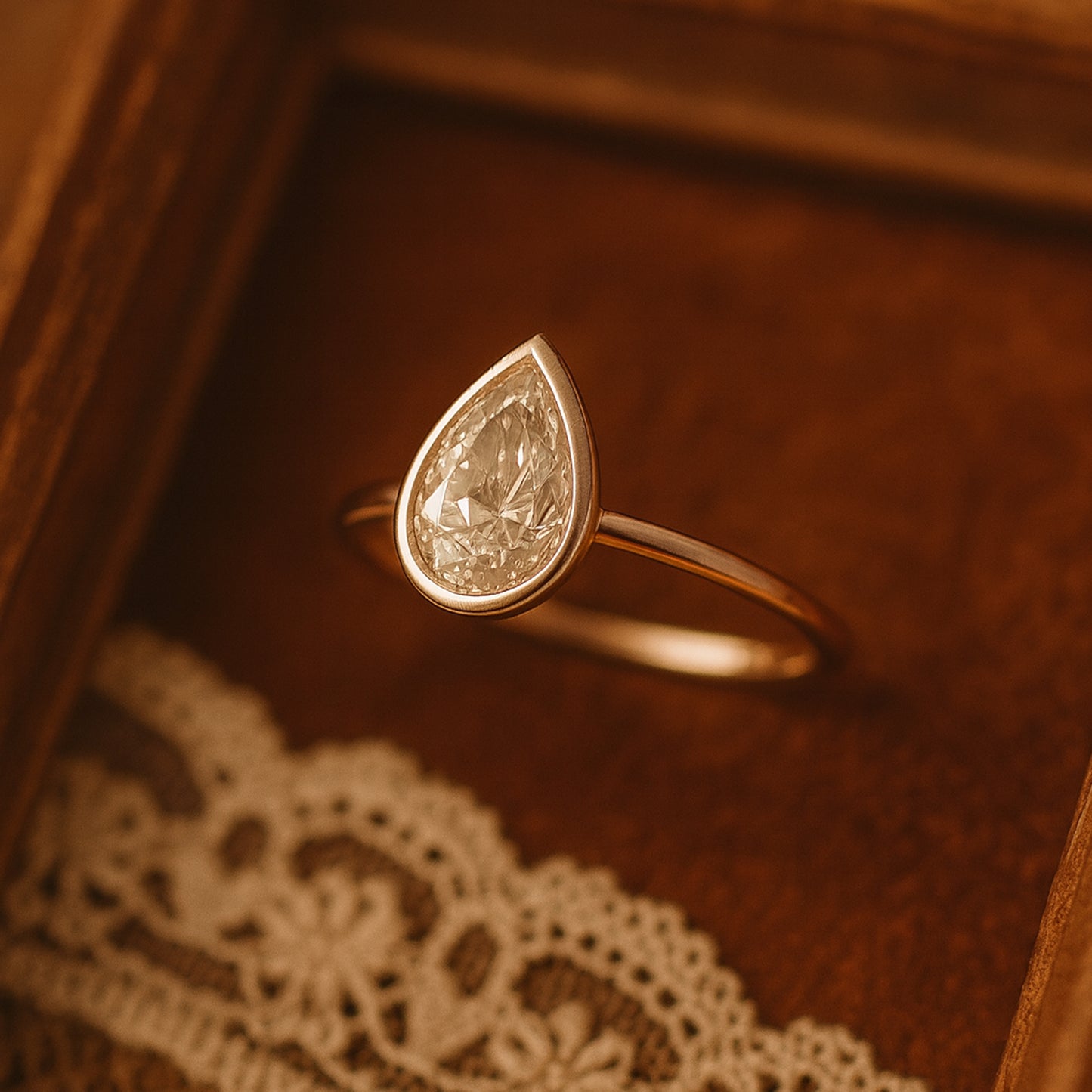 14K White Gold Pear Bezel Moissanite Diamond Engagement Ring Promise Ring Jewelers Near Me