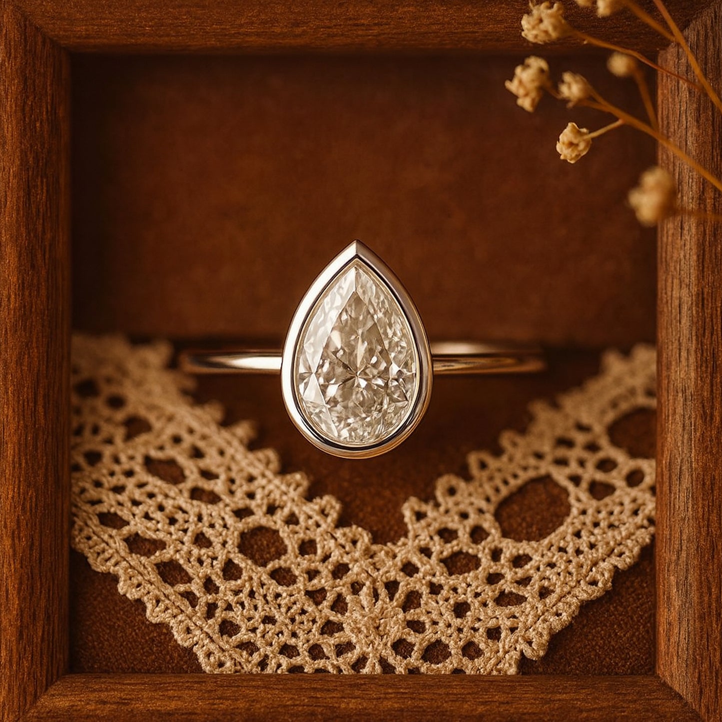 14K White Gold Pear Bezel Moissanite Diamond Engagement Ring Promise Ring Jewelers Near Me