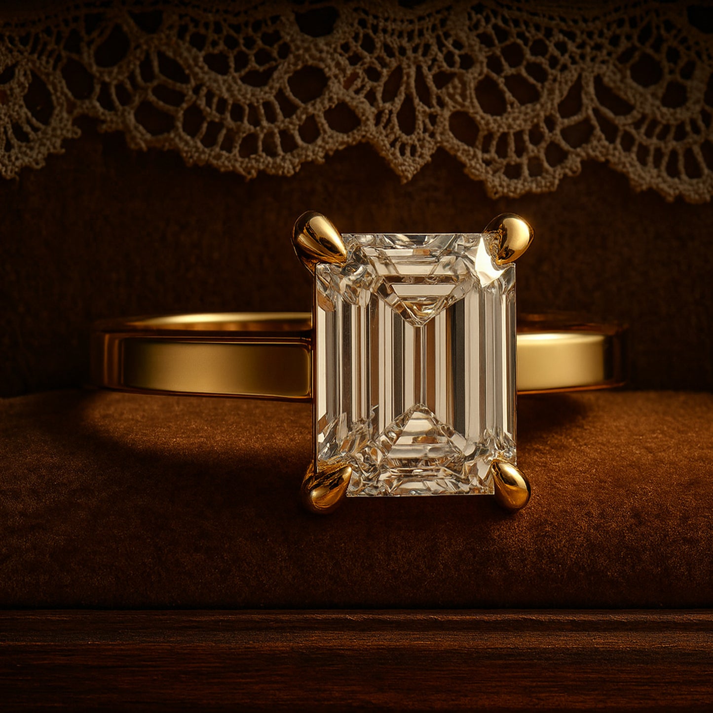 Beautiful Emerald Cut Moissanite Gold Ring For Women, Perfect Wedding And Anniversary Jewelry Gift.
