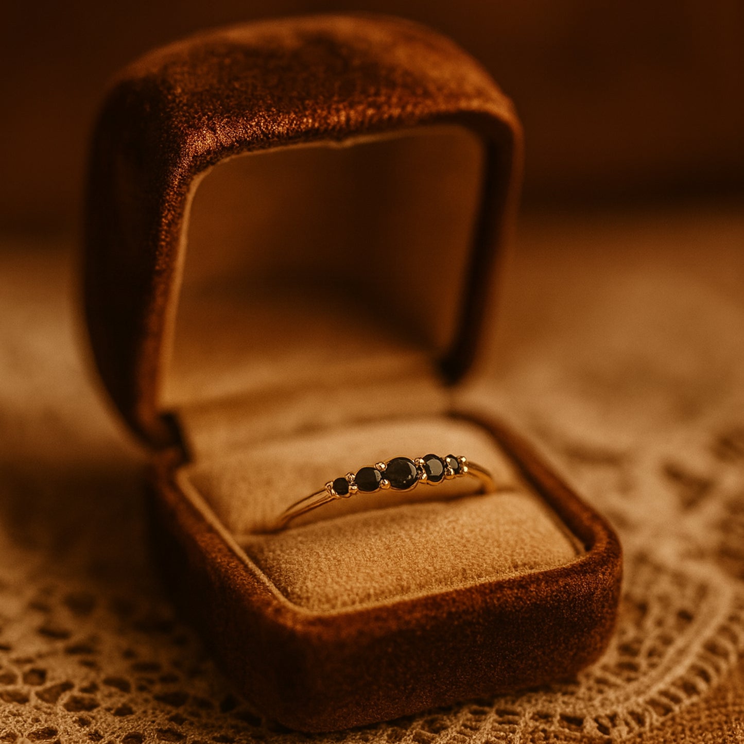 Engagement Black Round Five Stone Jewelry Gold Cross Ring