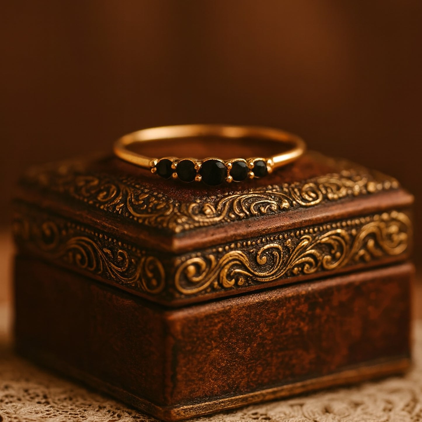 Engagement Black Round Five Stone Jewelry Gold Cross Ring