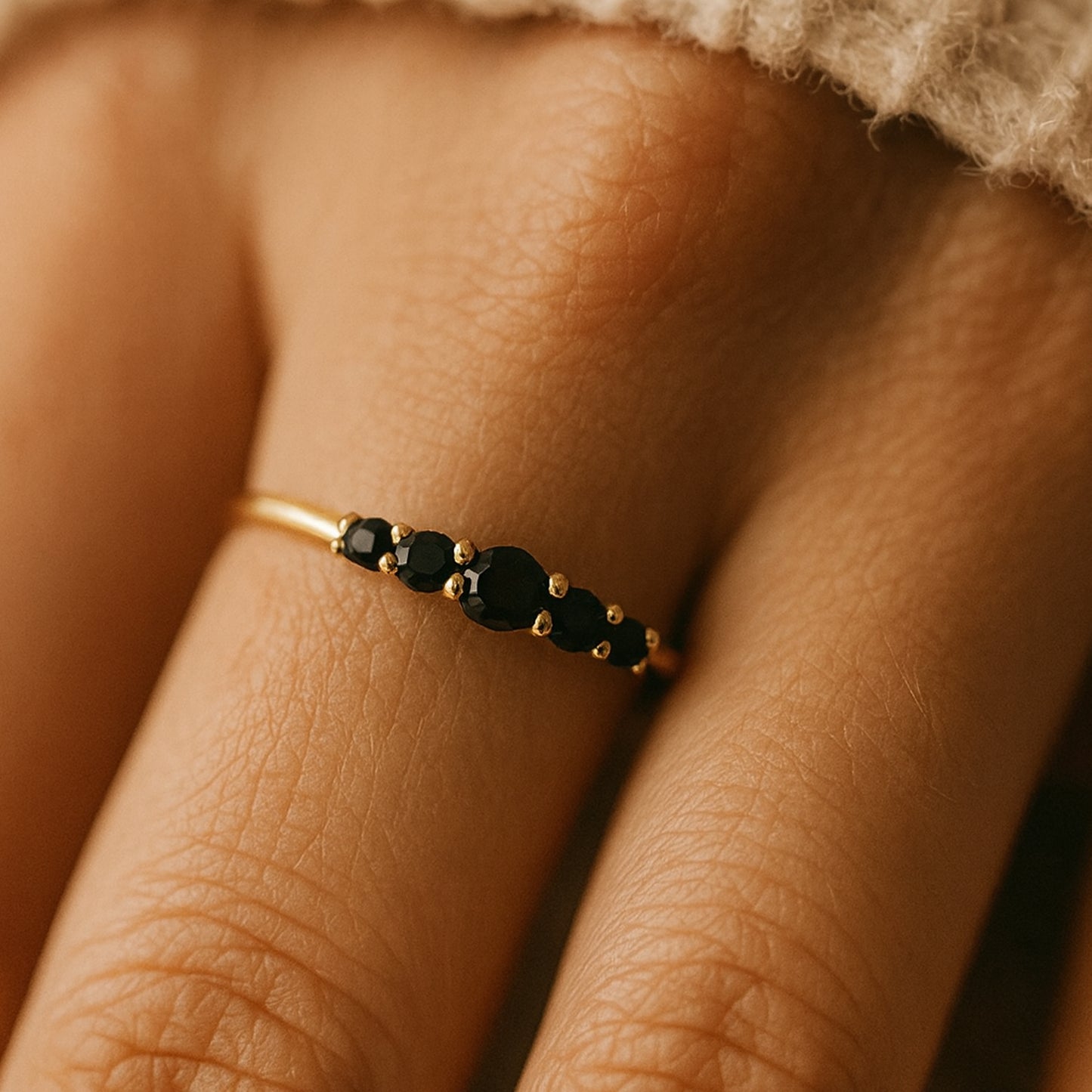 Engagement Black Round Five Stone Jewelry Gold Cross Ring