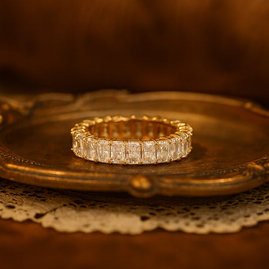 Women's Radiant Cut Moissanite Eternity Ring Wedding Band"