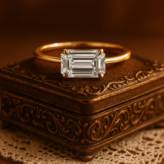 Lab Grown Emerald Cut Diamond Ring VVS1 Clarity – Ethical Luxury Engagement Ring with Worldwide Shipping