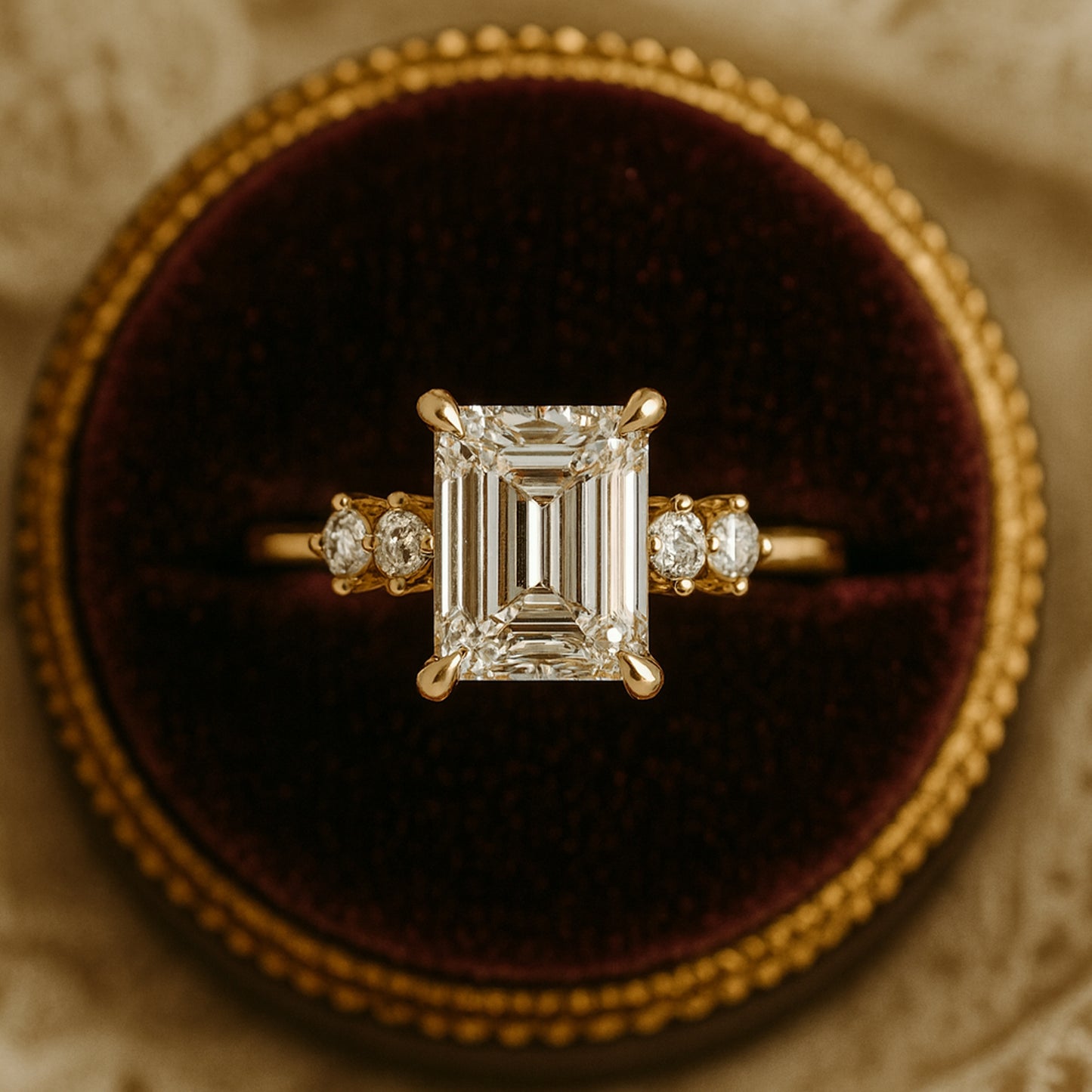 Three Stone Emerald Cut Moissanite Ring With Brilliant Side Accents, Perfect For Engagements, Anniversaries, And Special Occasions