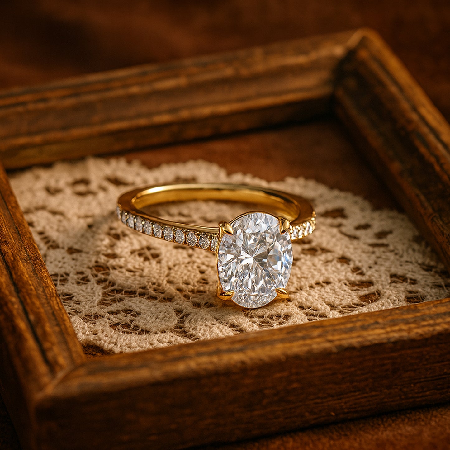 Diiro Oval Diamond Engagement Ring In Gold, Showcasing The Elegant Band And Brilliant Diamond’s Radiant Silhouette