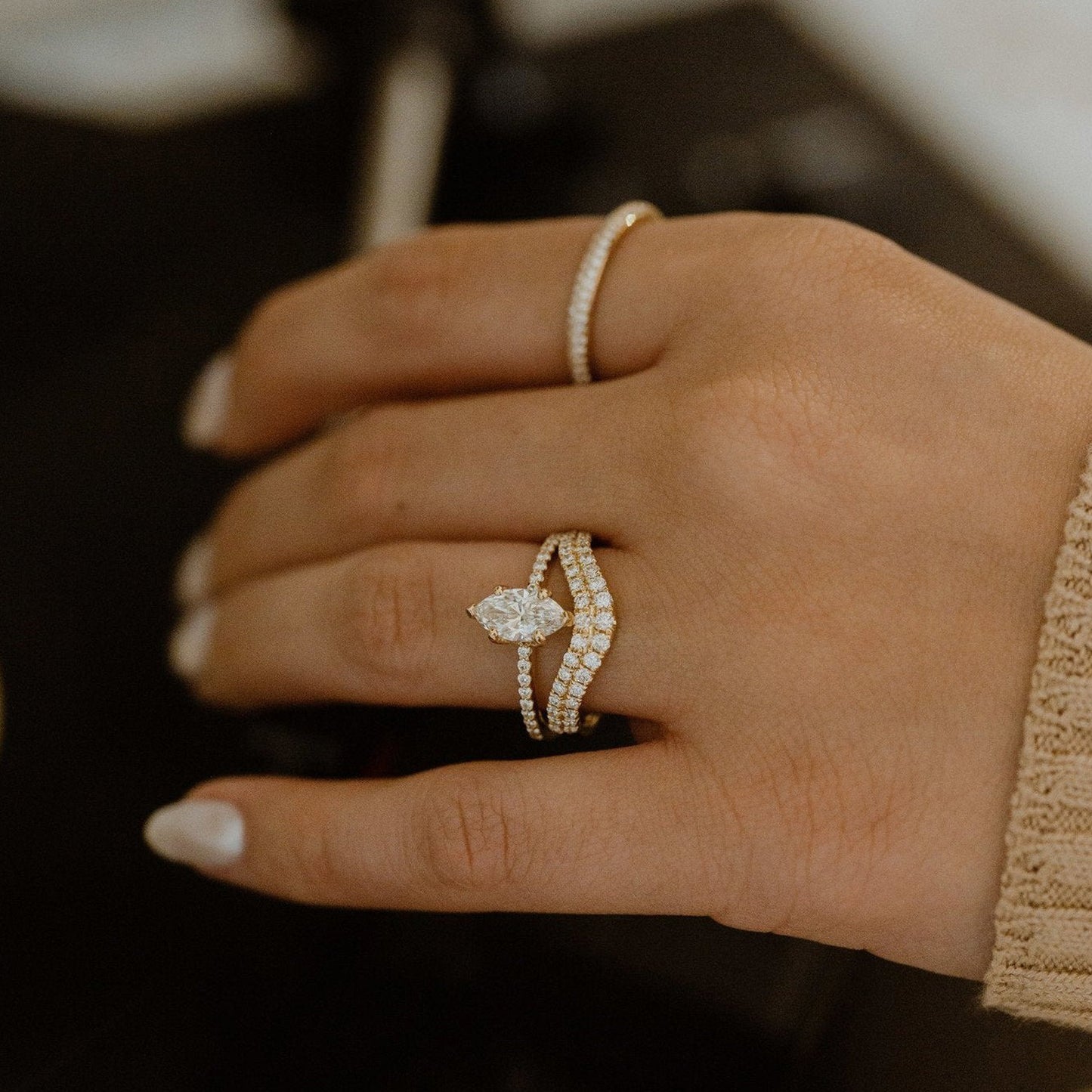 Pear Cut Moissanite Solitaire Ring, Rose Gold Engagement Wedding Fine Jewelry With Elegant Setting
