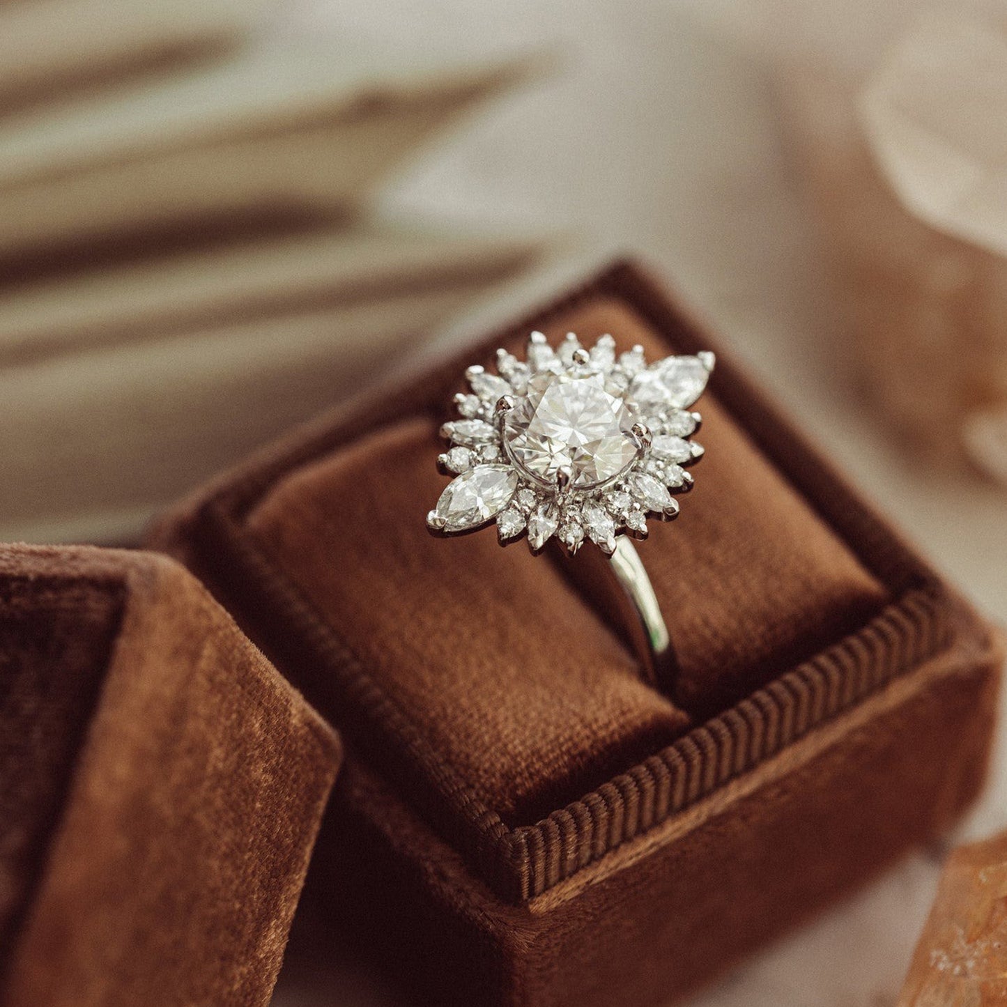 Moissanite Engagement Ring Round Cut, Wedding Band Fine Jewelry With Halo Setting And Brilliant Sparkle