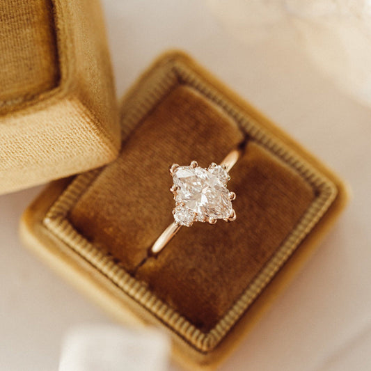 Marquise Trio Moissanite Ring, Three-Stone Gold Engagement Wedding Fine Jewelry With Symbolic Design