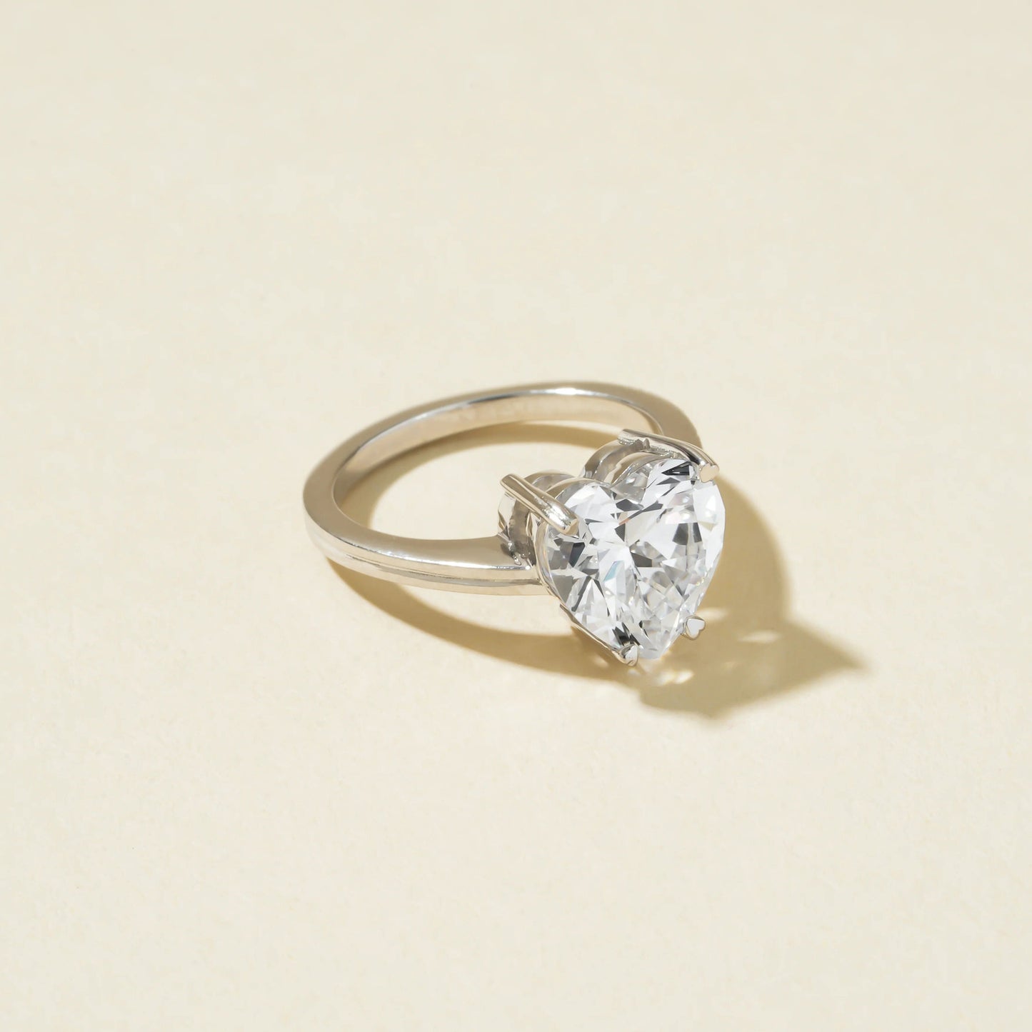 Moissanite Heart Engagement Ring, Solitaire Setting Fine Jewelry With Brilliance