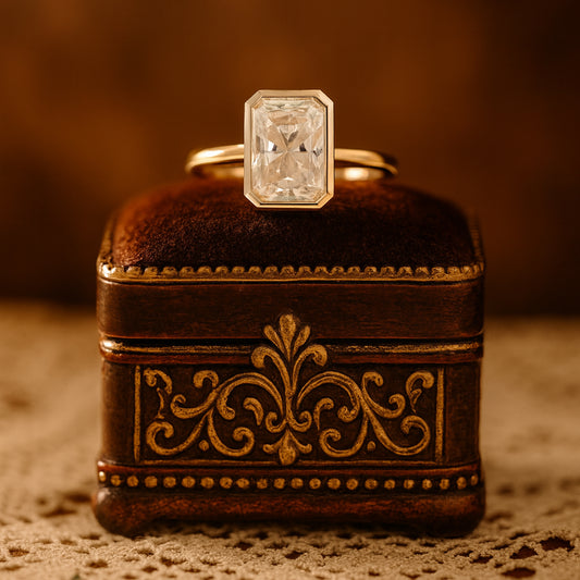 Solitaire Radiant Cut Bezel Ring Engagement Wedding Band Jewelry Gift Bridal Anniversary Proposal Love