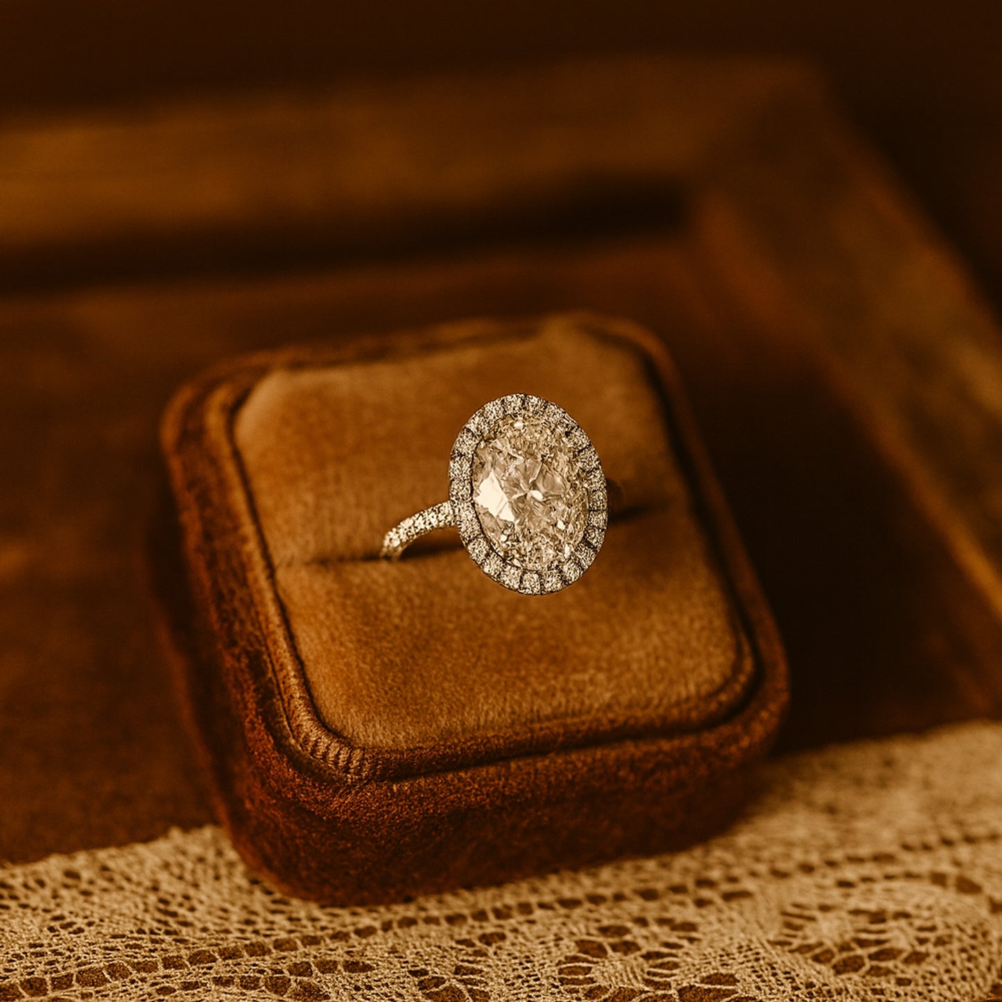 Classic Halo Oval Cut Moissanite Engagement Ring Eternity Pave Style Resembling Diamond Sparkle