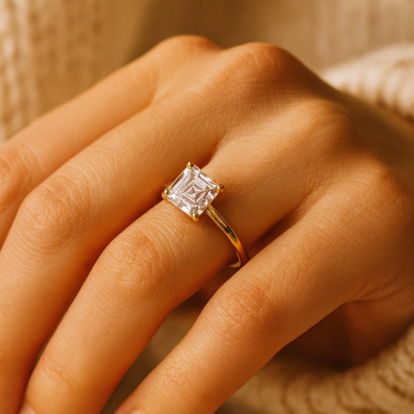 Exquisite Asscher Cut Moissanite Diamond Alternative Ring, Ideal For Engagements, Anniversaries, Or Gifts.