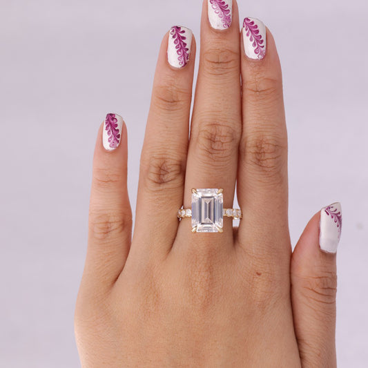 Guy Wedding Bands Emerald Cut Gold Diamond Ring with Side Pave Band Diamonds Ring