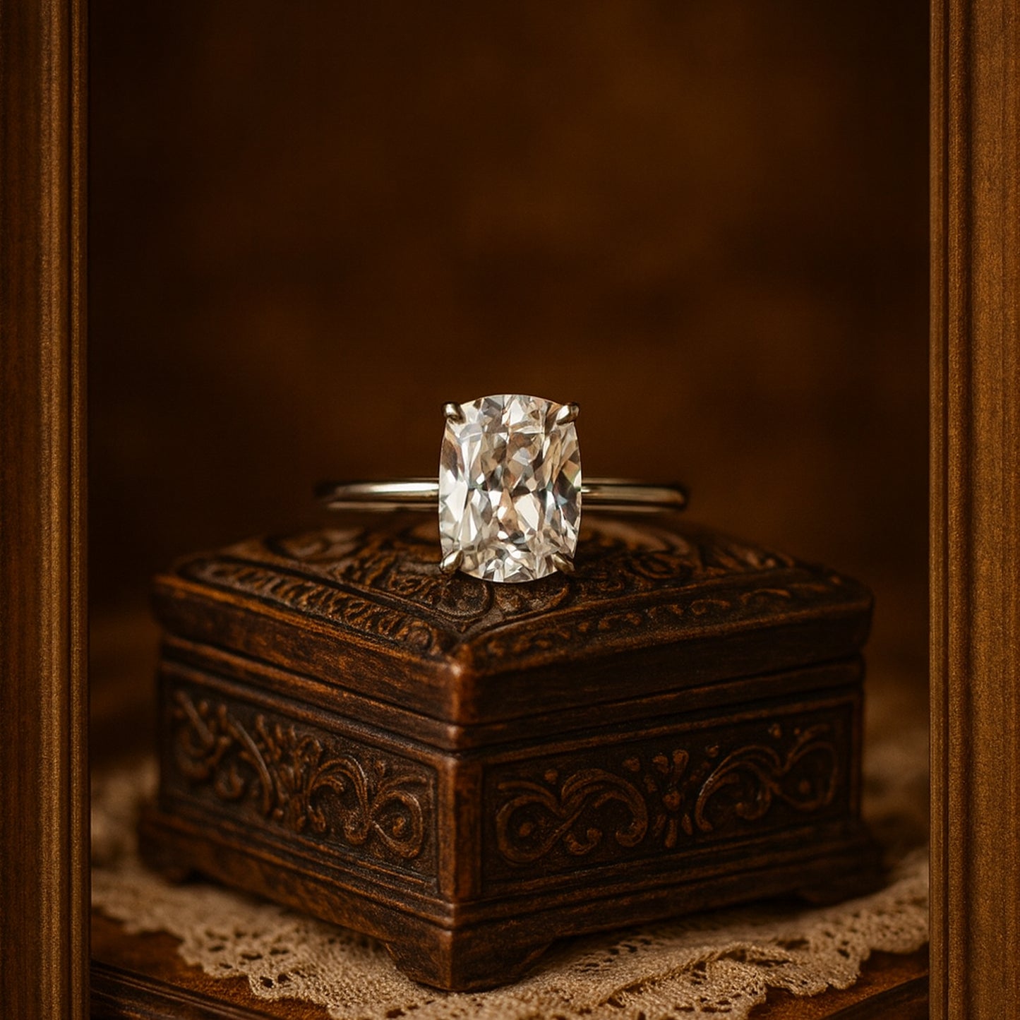 Cushion Cut Moissanite Gold Ring Shines With Diamond-Like Brilliance, Ideal For Wedding Or Anniversary Gifts.