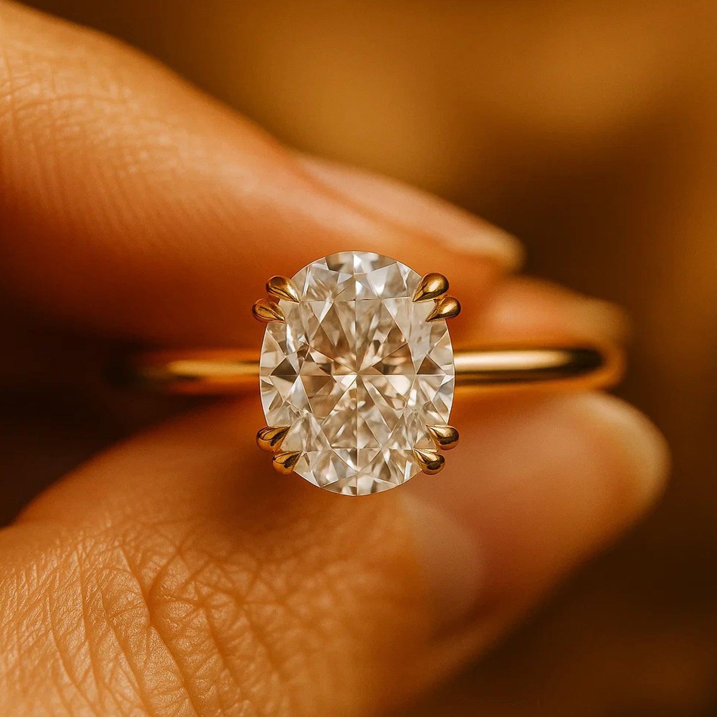 Oval Cut Solitaire Yellow Gold Ring Wedding Bands Engagement Jewelry