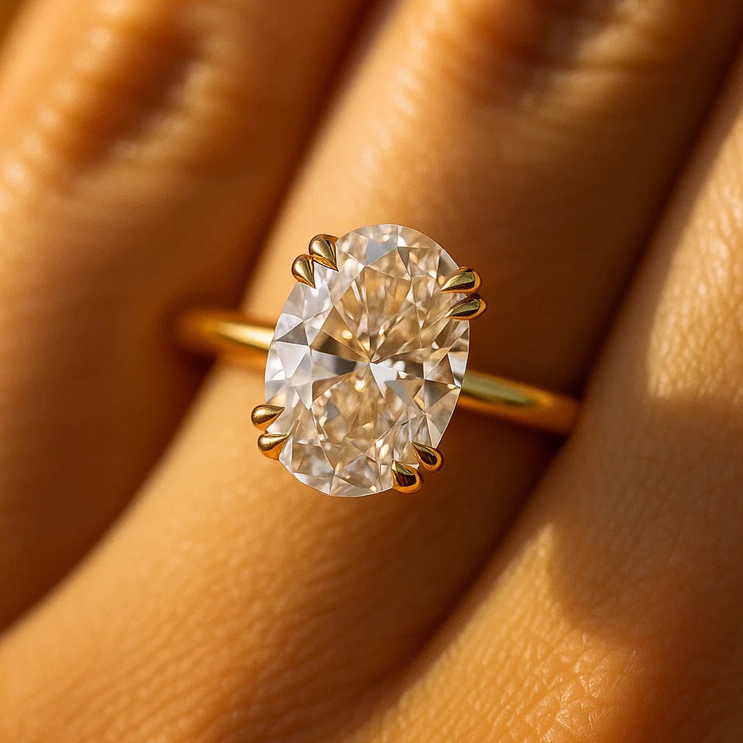 Oval Cut Solitaire Yellow Gold Ring Wedding Bands Engagement Jewelry