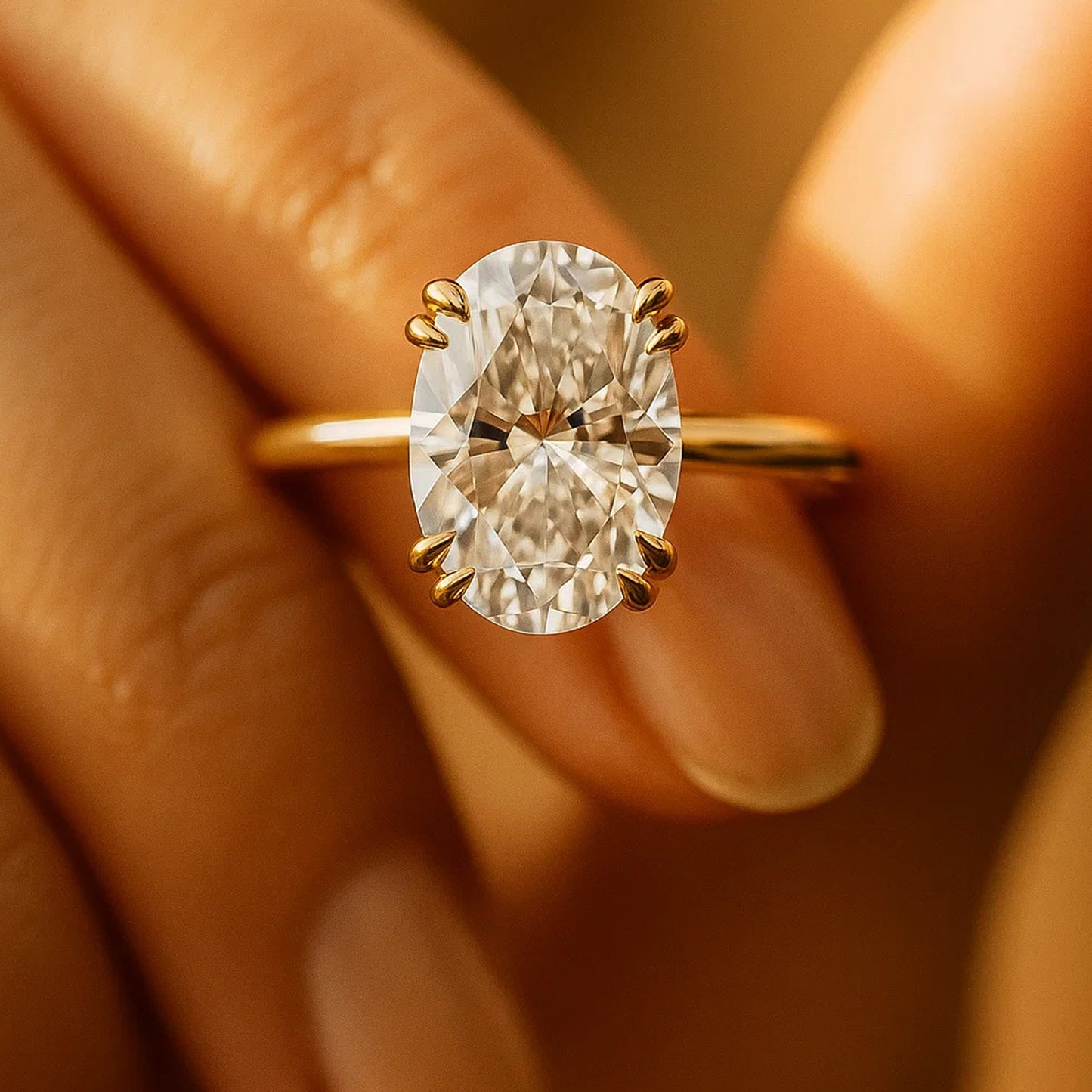 Oval Cut Solitaire Yellow Gold Ring Wedding Bands Engagement Jewelry