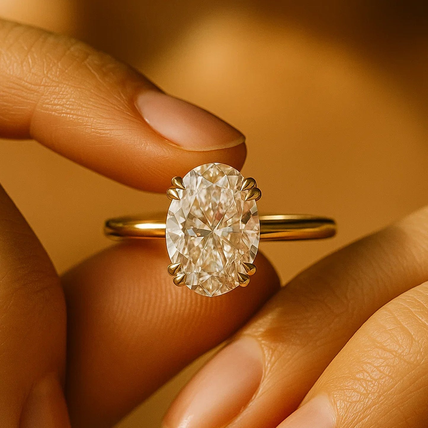 Oval Cut Solitaire Yellow Gold Ring Wedding Bands Engagement Jewelry