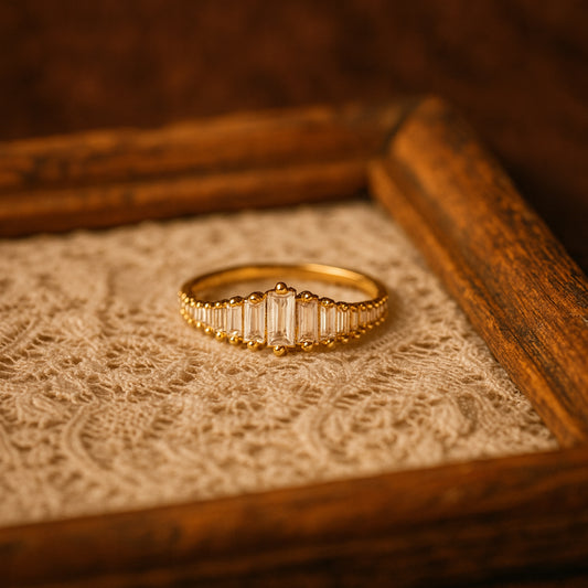 1.5ct Baguette Cut Moissanite Wedding Band Graduated Prong Setting In Gold VVS1 Clarity